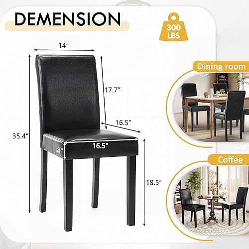 Miniatura 2 de LSSPAID Juego de 6 sillas de comedor, modernas y elegantes sillas Parson tapizadas de piel sintética, sillas de comedor con patas de madera maciza