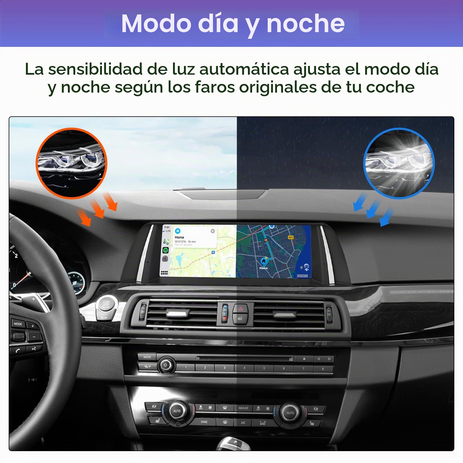 Road Top 10,25" Radio Coche CarPlay para BMW Serie 5 F10/F11 con CIC | 2010-2011, Radio de Coche, Pantalla HD Linux, CarPlay Inalámbrico, Android Auto, MirrorLink