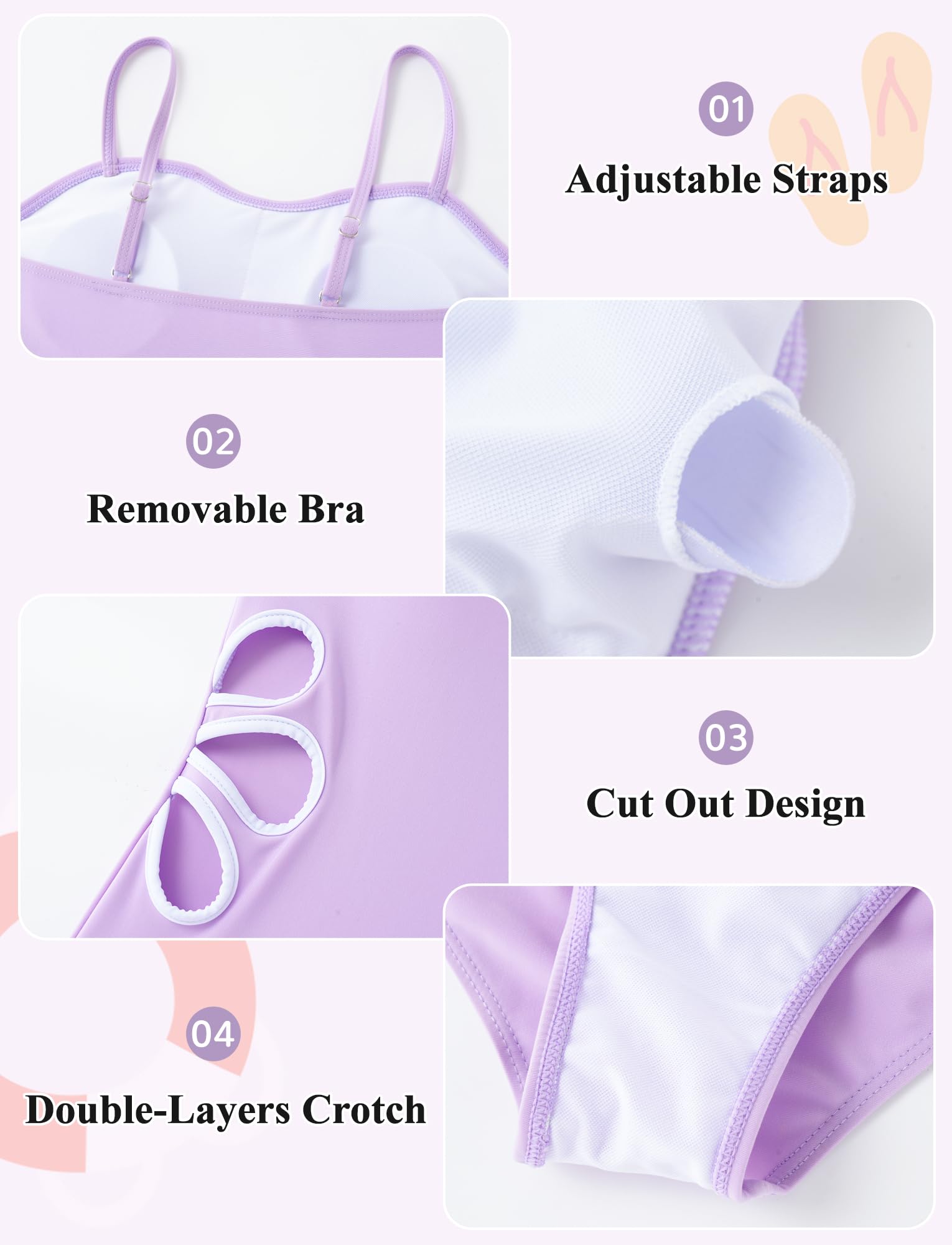 Happy Cherry Traje de baño de una pieza para niñas con corte de verano y falda para cubrir