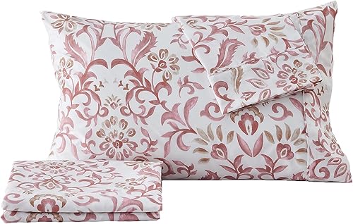 Miniatura 6 de Great Bay Home - Juego de sábanas, microfibra ultrasuave, 4 piezas, estampado floral, sin arrugas, cómodo, para todas las estaciones, (matrimonial,