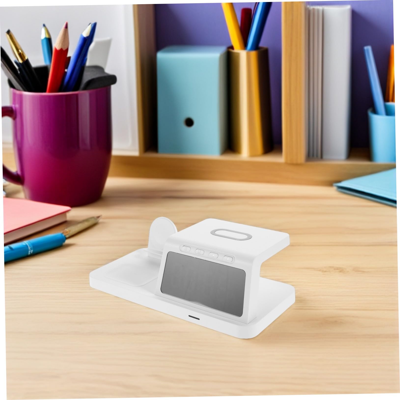 Homoyoyo 15w Caricatore Wireless con Orologio Dock di Ricarica Supporto per Ricarica Wireless Rapida da Compatibile con Vari Dispositivi per Comodino e Uffici