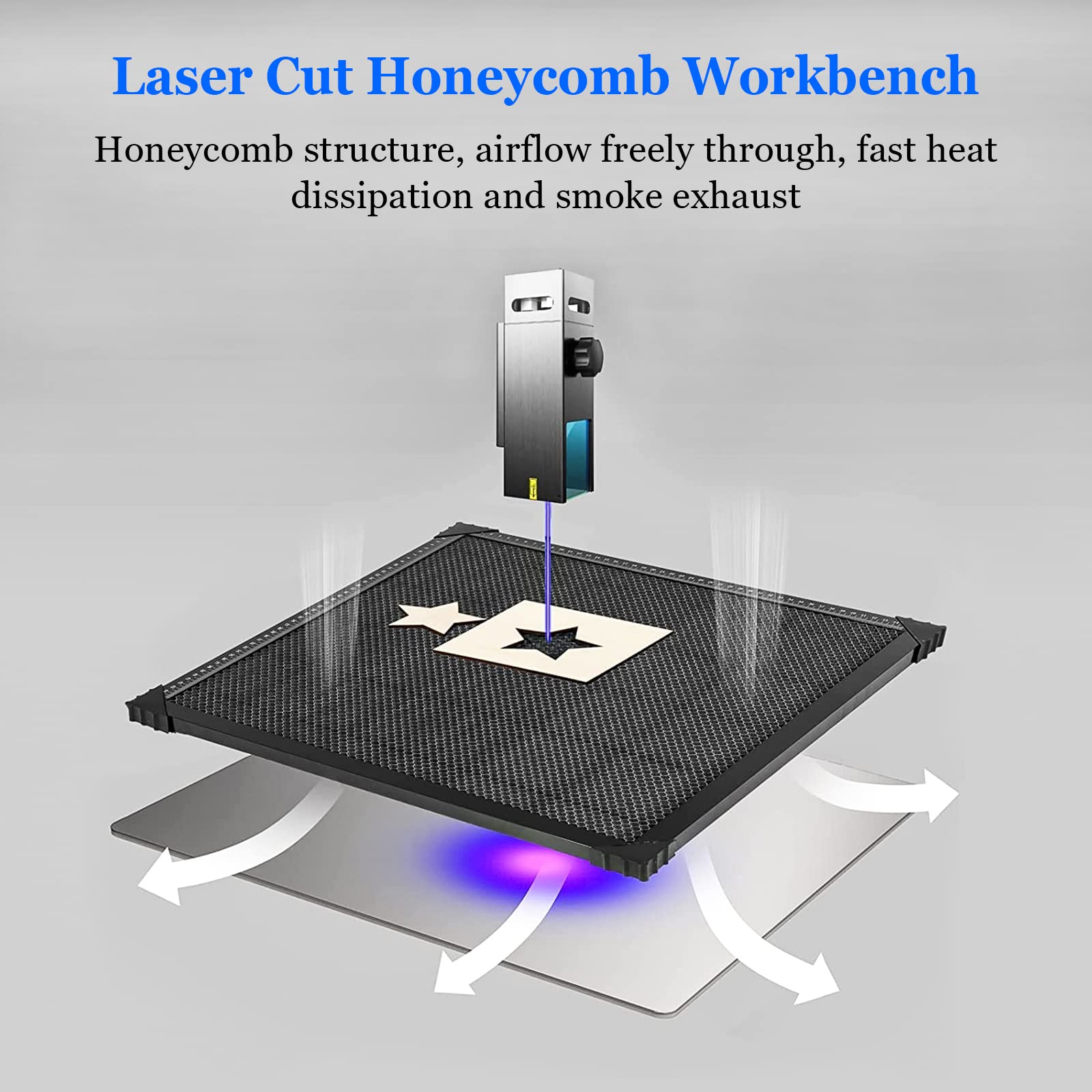 Tavolo da taglio laser a nido d'ape, 440 x 440 mm, piastra in alluminio resistente con tavolo a nido d'acciaio, per taglio laser efficiente e incisione, accessori essenziali per griglia laser (17,32 x