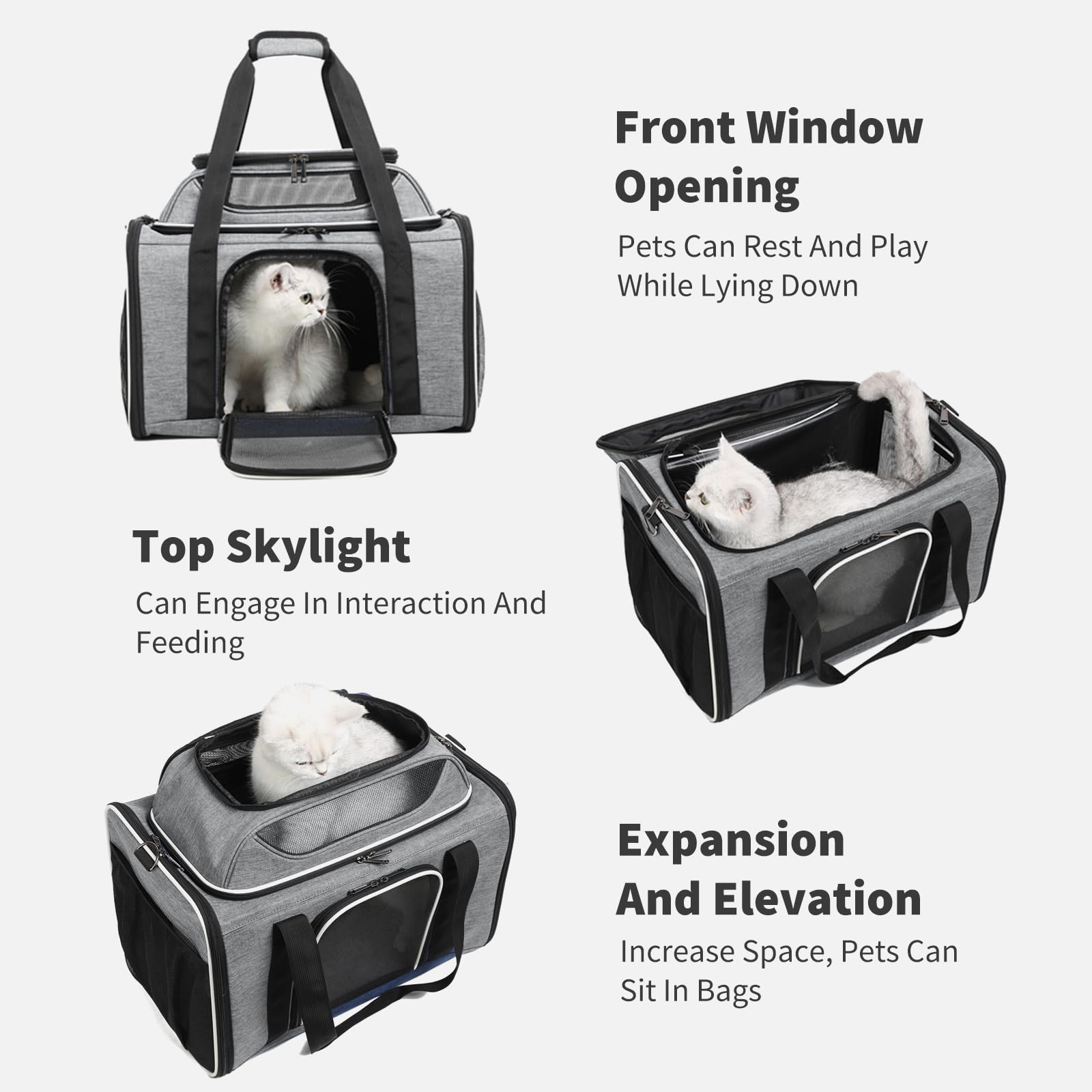 PETCUTE Transportín Perro Gato Mascotas,Transportín Transpirable para Mascotas con Ruedas,Plegable Bolsa Transporte de Viaje para Gatos con Asa Telescópica,Alfombrilla Extraíble,Carga de 8.5kg