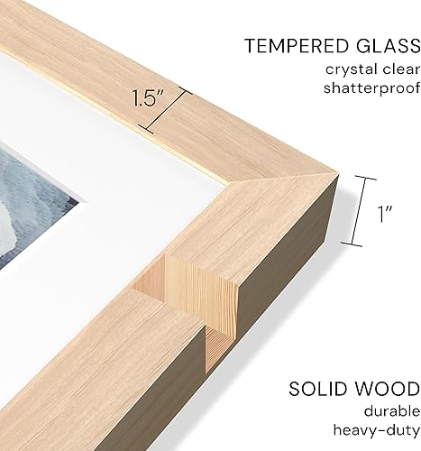 Miniatura 5 de Frame Amo Marco de fotos moderno de color natural de 6 x 9 pulgadas, borde de 1 pulgada, parte frontal de cristal, para pared o mesa