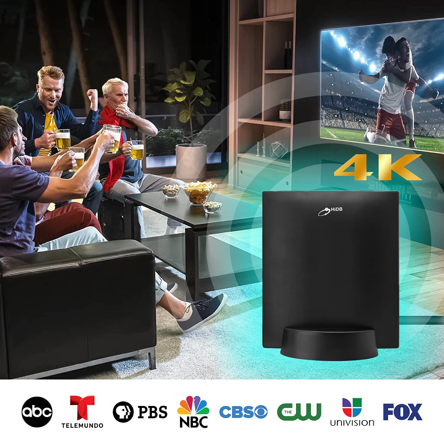 Indoor TV Antenna, Amplified HD Digital TV Antenna Long Range Reception, Premium HDTV Antenna