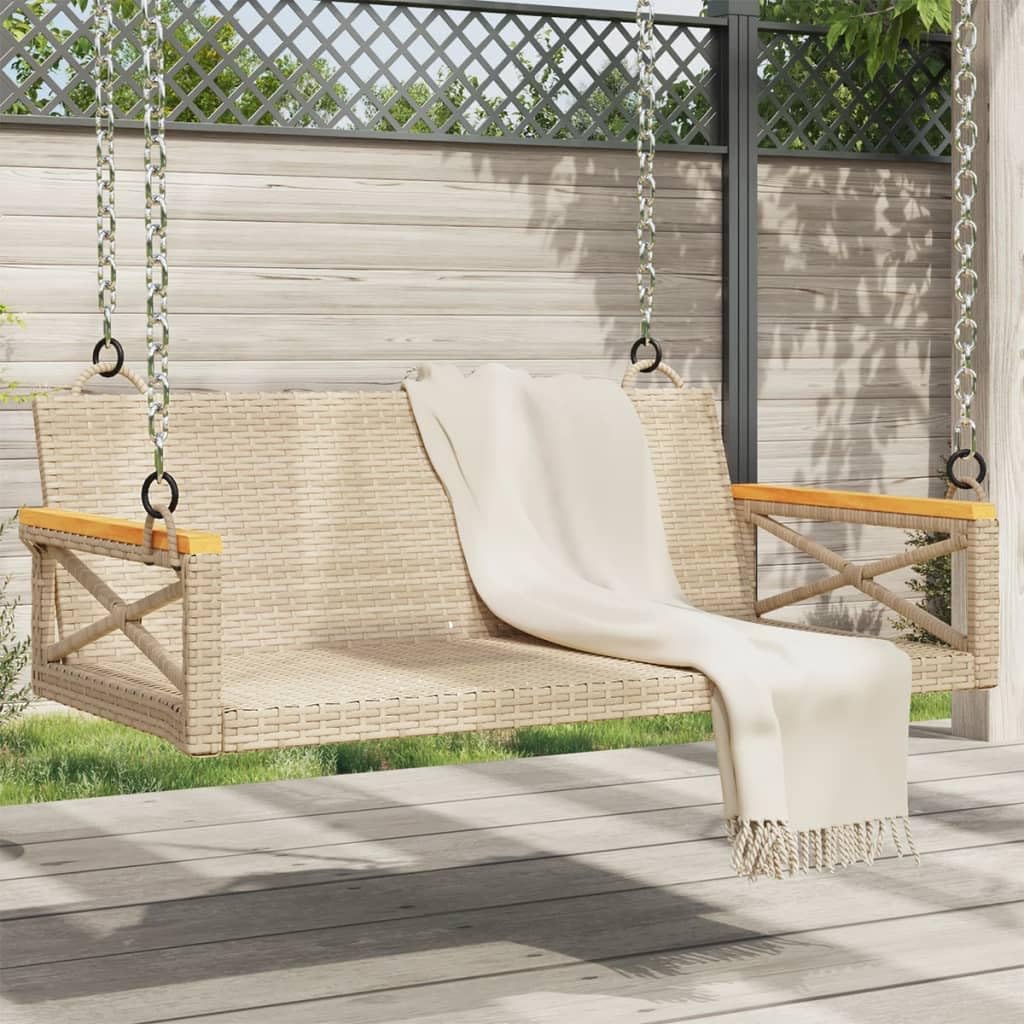 ShGaxin Banco Columpio de ratán sintético Beige 109x62x40 cm, Columpio Jardin Exterior, Balancin Jardin Exterior, Muebles Jardin Exterior, Balancin Balcon - 368154