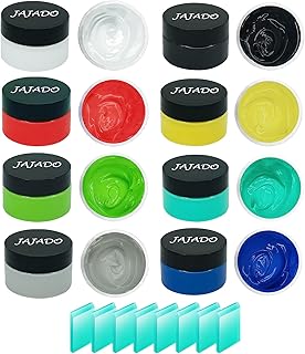 JAJADO 8 Jars Chalk Paste Paint for Stencils with 8 Pcs Mini Craft Squeegees, Chalk Paste Stencil Paint Adhesive Silk Screen Transfers for Crafts Wood, T-Shirt, Cup, Home Decor Silk Screen Supplies