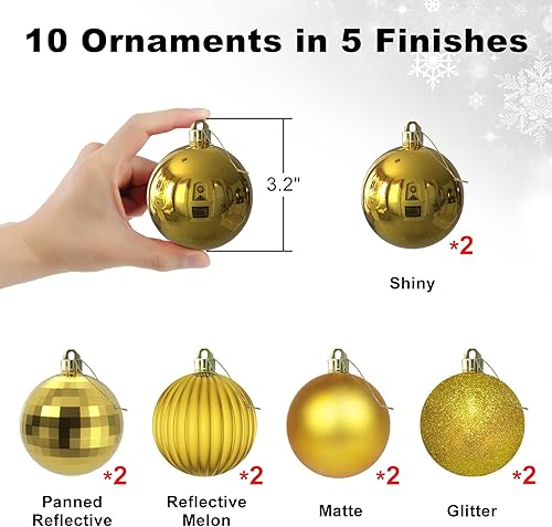 Vista 1231 de 18 esferas medianas decorativas navideñas para árbol de Navidad, inastillables, para colgar, color púrpura, 2.5 pulgadas, paquete de 18