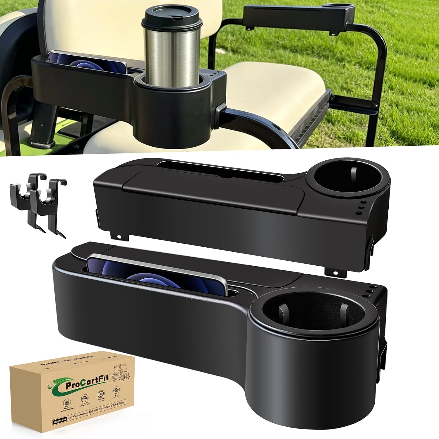 5-in-1 Golf Cart Rear Seat Armrest, Fit for EZGO Club Car Yamaha