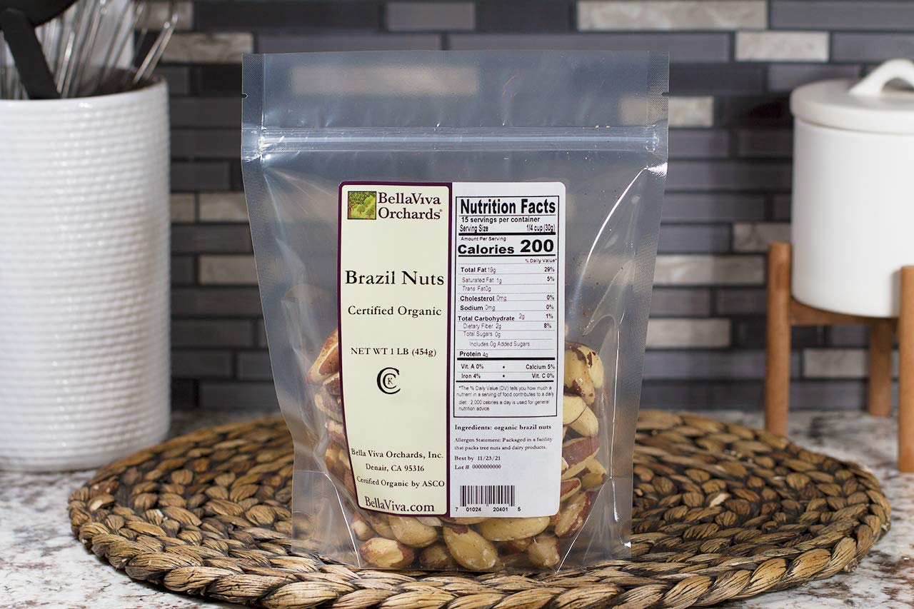 Bella Viva Orchards Organic Brazil Nuts, 1 lb of Organic Brazil Nuts