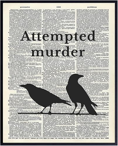 Crow Raven Dictionary Art Print - True Crime Gifts - Unique Funny Home Decoration Poster, Wall Decor - Ornithology, Attempted Murder Mystery, Bird