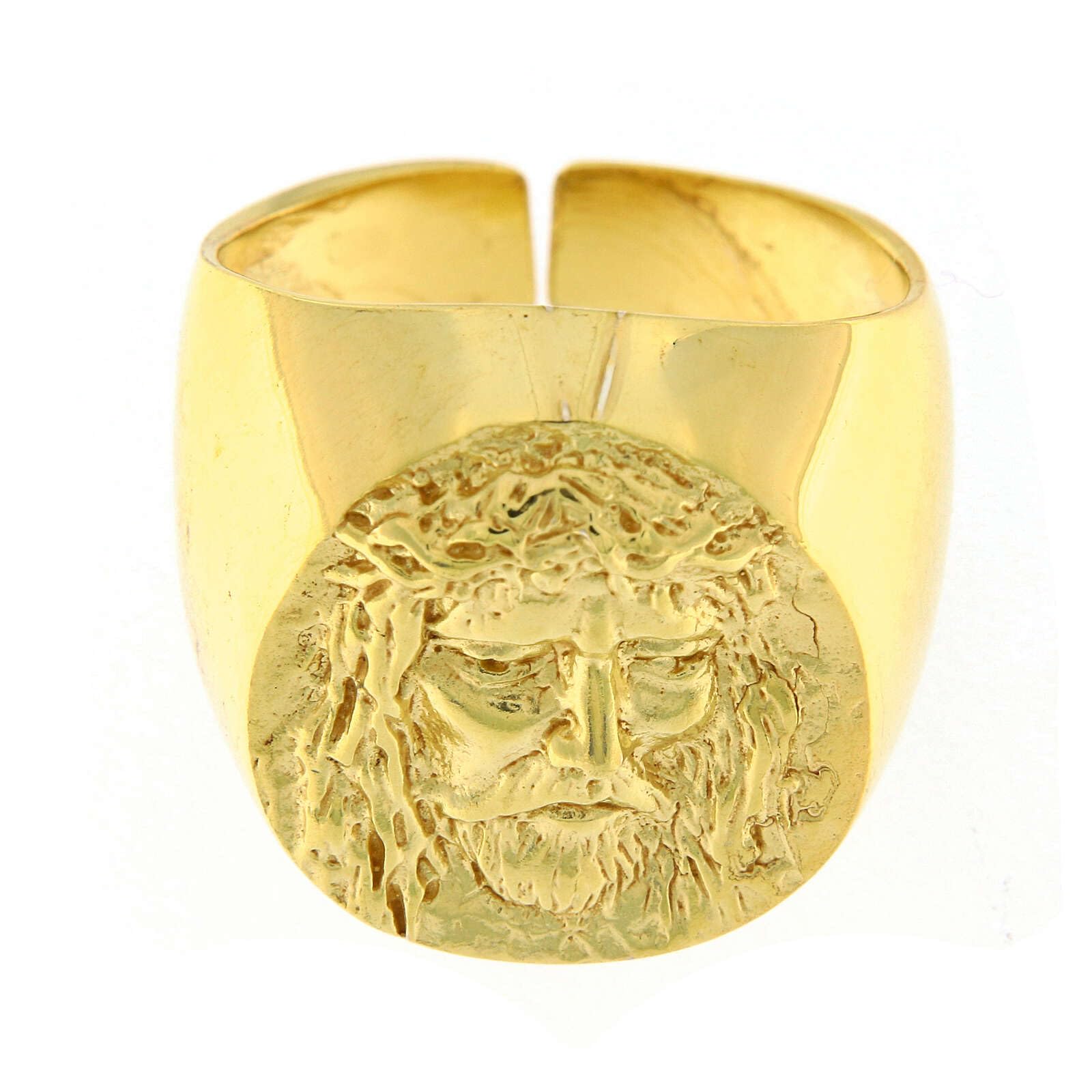 Anello per vescovi Argento 925 dorato Volto di Cristo