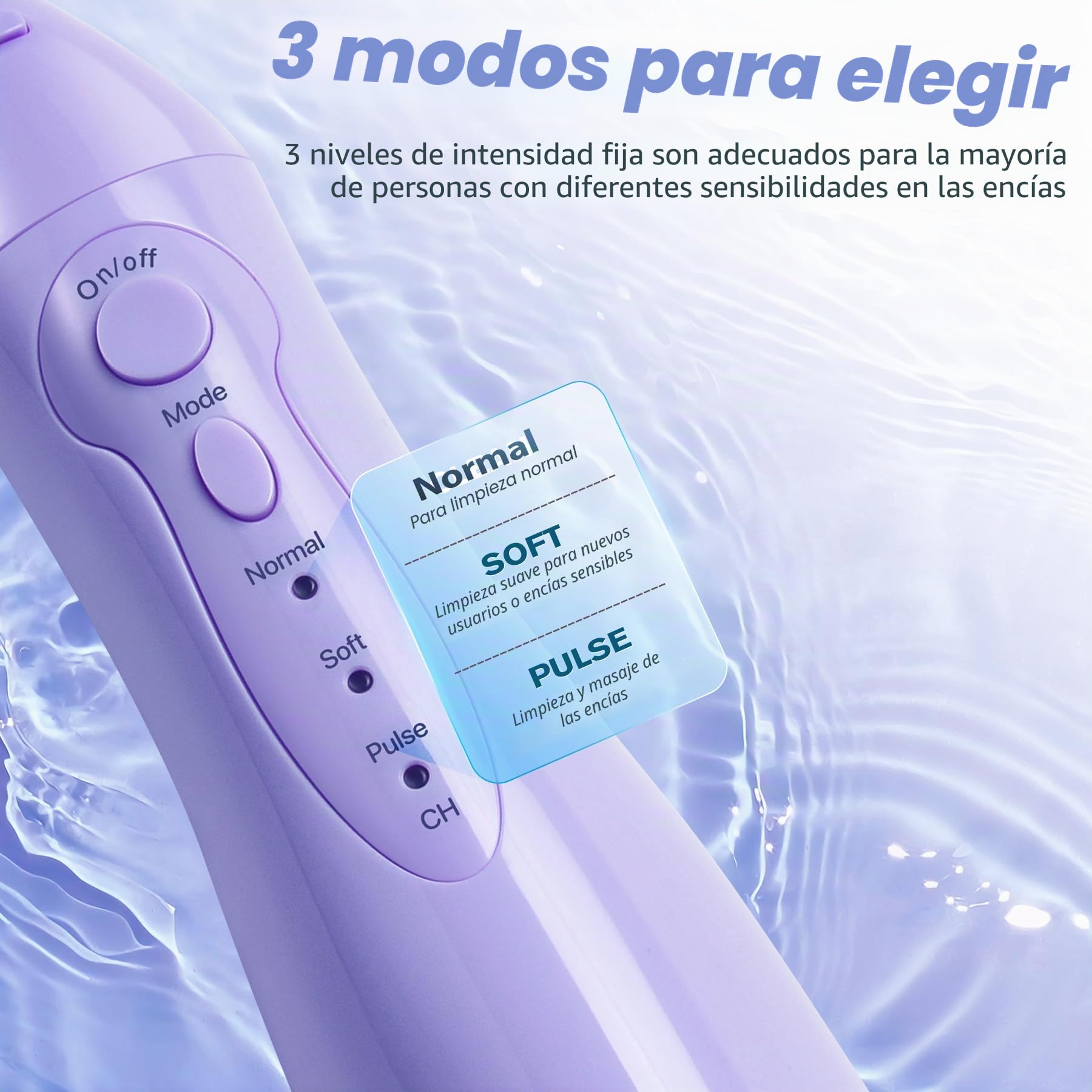 TOVENDOR Irrigador bucal eléctrico, irrigador bucal dental recargable inalámbrico IPX7, impermeable, 300 ml, limpiador de dientes de agua de viaje con 5 puntas para el cuidado de los frenos, limpieza