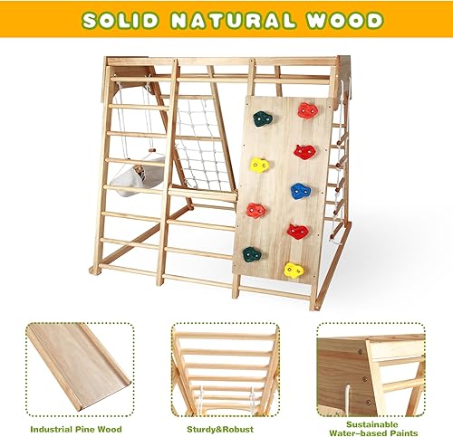Miniatura 4 de Juguetes de escalada para niños pequeños para interiores, 8 en 1, parque infantil de gran tamaño para interiores, gimnasio de la selva con tobogán,