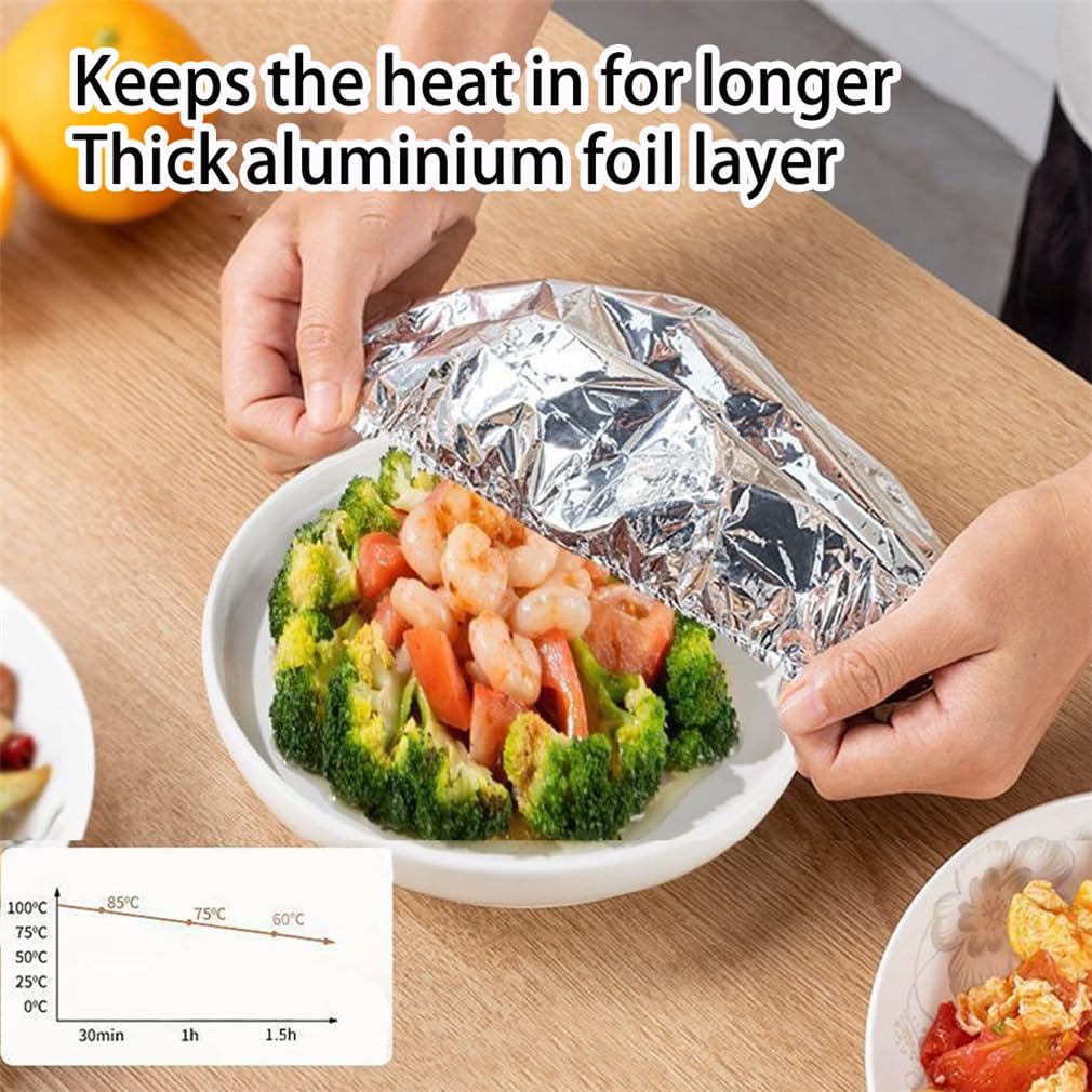 Aluminum Foil Film Insulation Cover, Thermal Cover for Kitchen, Reusable Elastic Bowl Covers, Keeping Insulation & Fresh, Suitable for 10-28cm Plates (50PCS)