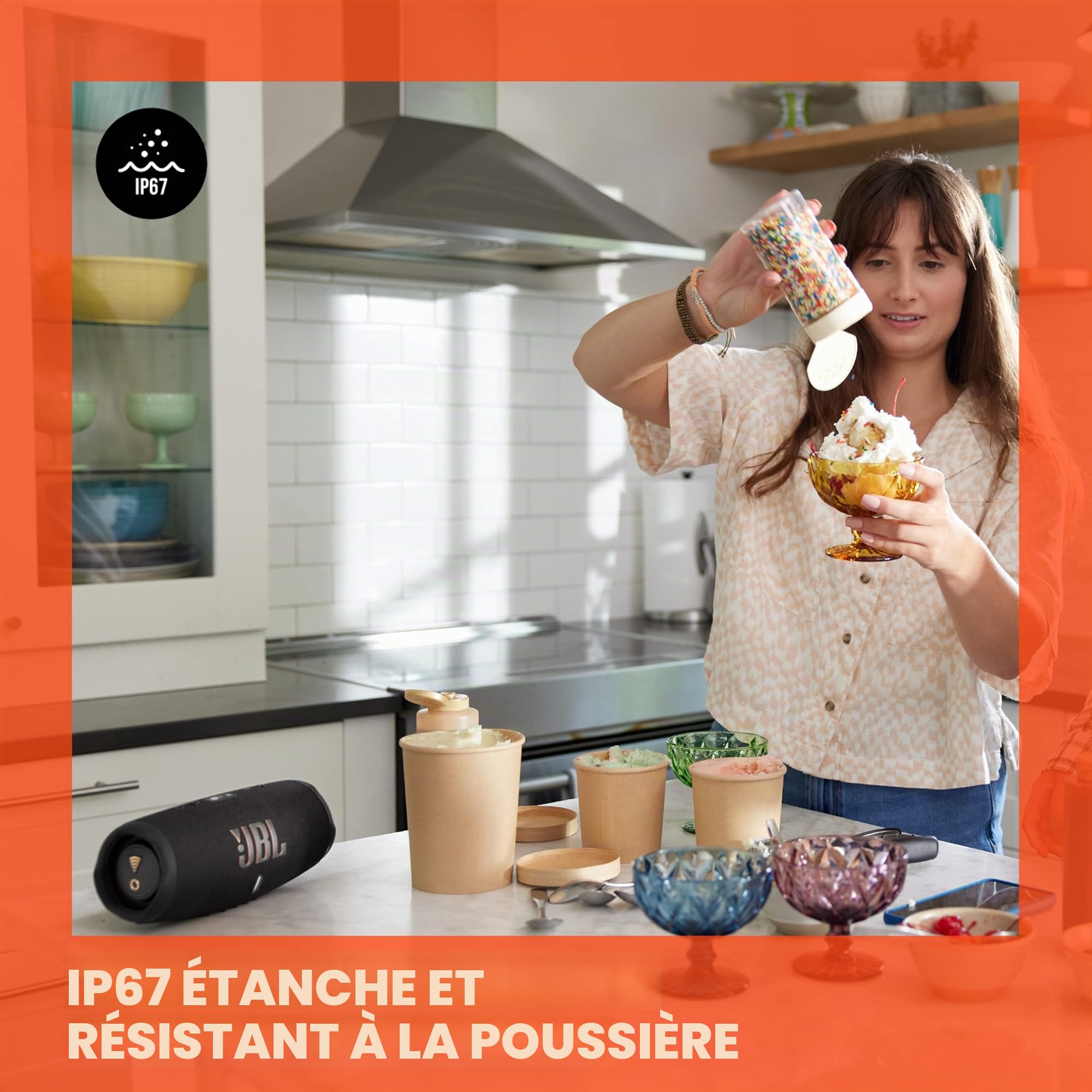 JBL Charge 5 WiFi, Enceinte portable, connexion Bluetooth et WiFi, Son Pro Original JBL, étanche à l'eau et à la poussière, 20h d'autonomie, Noire