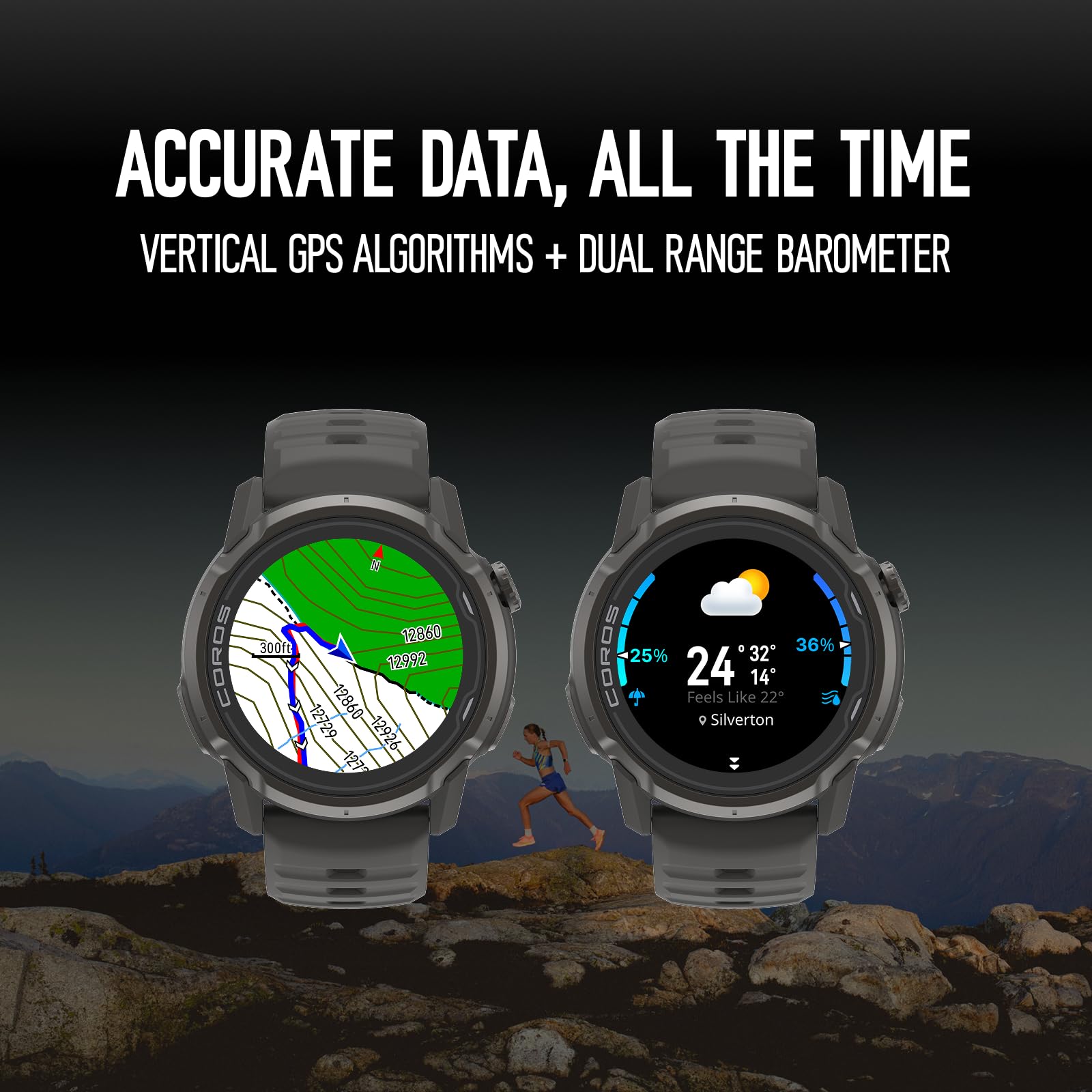 COROS APEX 4 (42mm) Watch 1.2" MIP Touchscreen, Global maps with Turn-by-Turn Navigation, 34 Days Battery Life, Voice Pins, and Hands-Free Calls, for Running, Skiing, and Climbing - Black