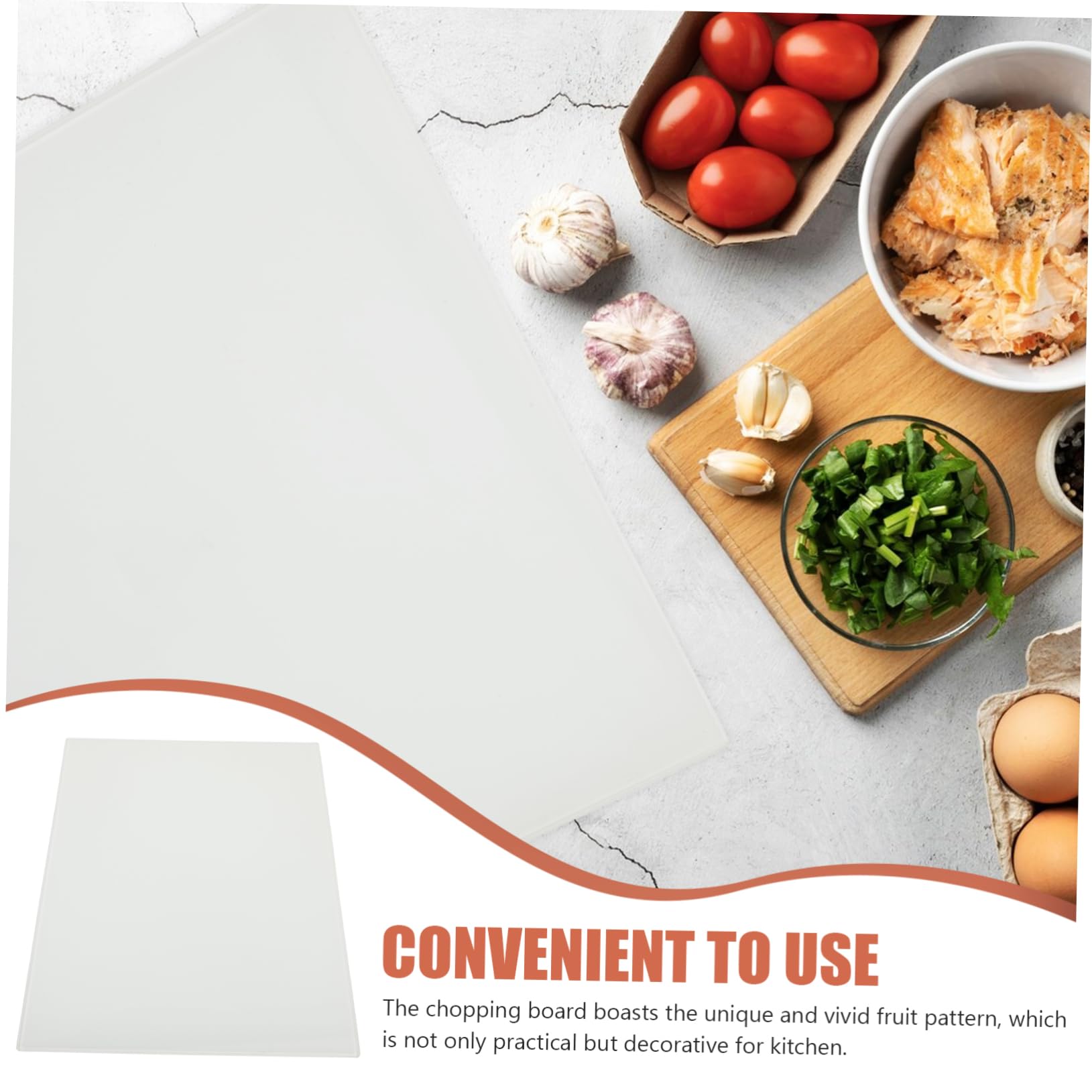 Planche à Découper en Verre Trempé Rectangulaire Cuisine | Surface Imprimée, Format Compact pour Petites Découpes, Pose sur Plan de Travail