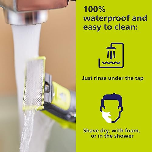 Miniatura 7 de Philips Norelco Cortadora y afeitadora eléctrica OneBlade híbrida Negro verde plateado