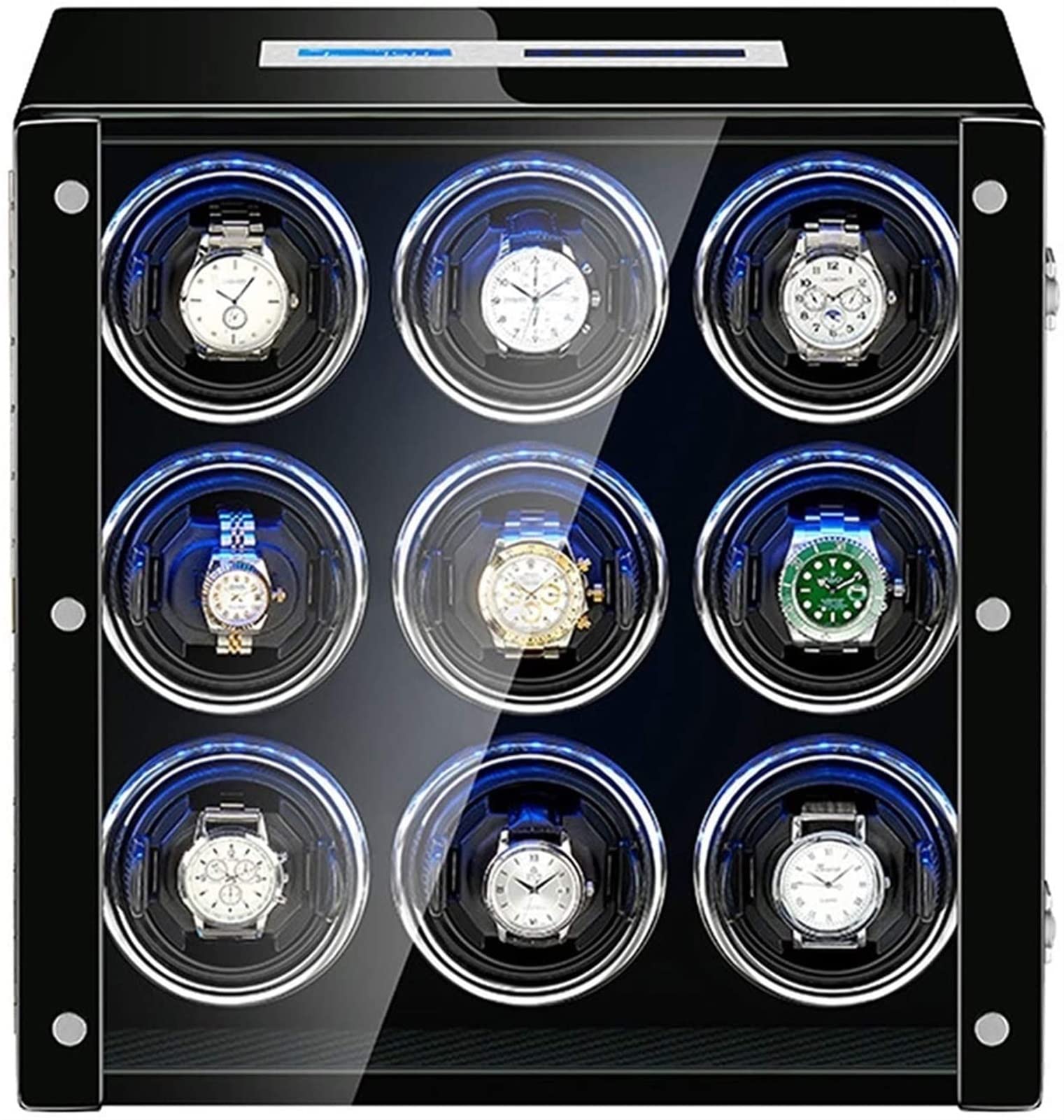 CGCSYZ Watch Winder For 9 Automatic Watch With LED Illumination LCD Touch Screen Display Piano Finish Super Quiet Motor Accessories (Black)