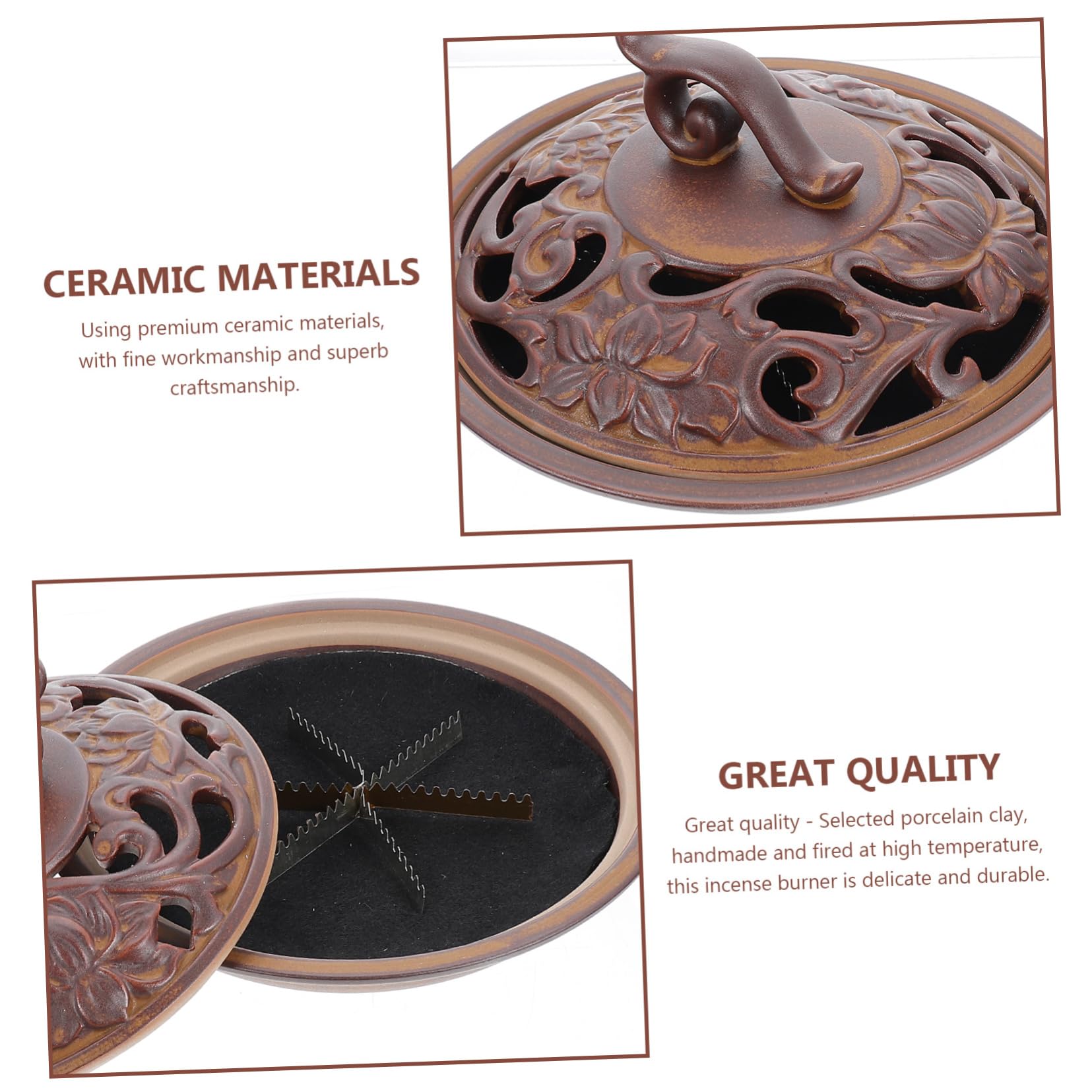 Bruciatore di Incenso Ceramico Decorativo da Tavolo per Interni | Supporto Aroma Therapy, per Camera da Letto e Decorazione Casa, Stile Bronzo Retrò