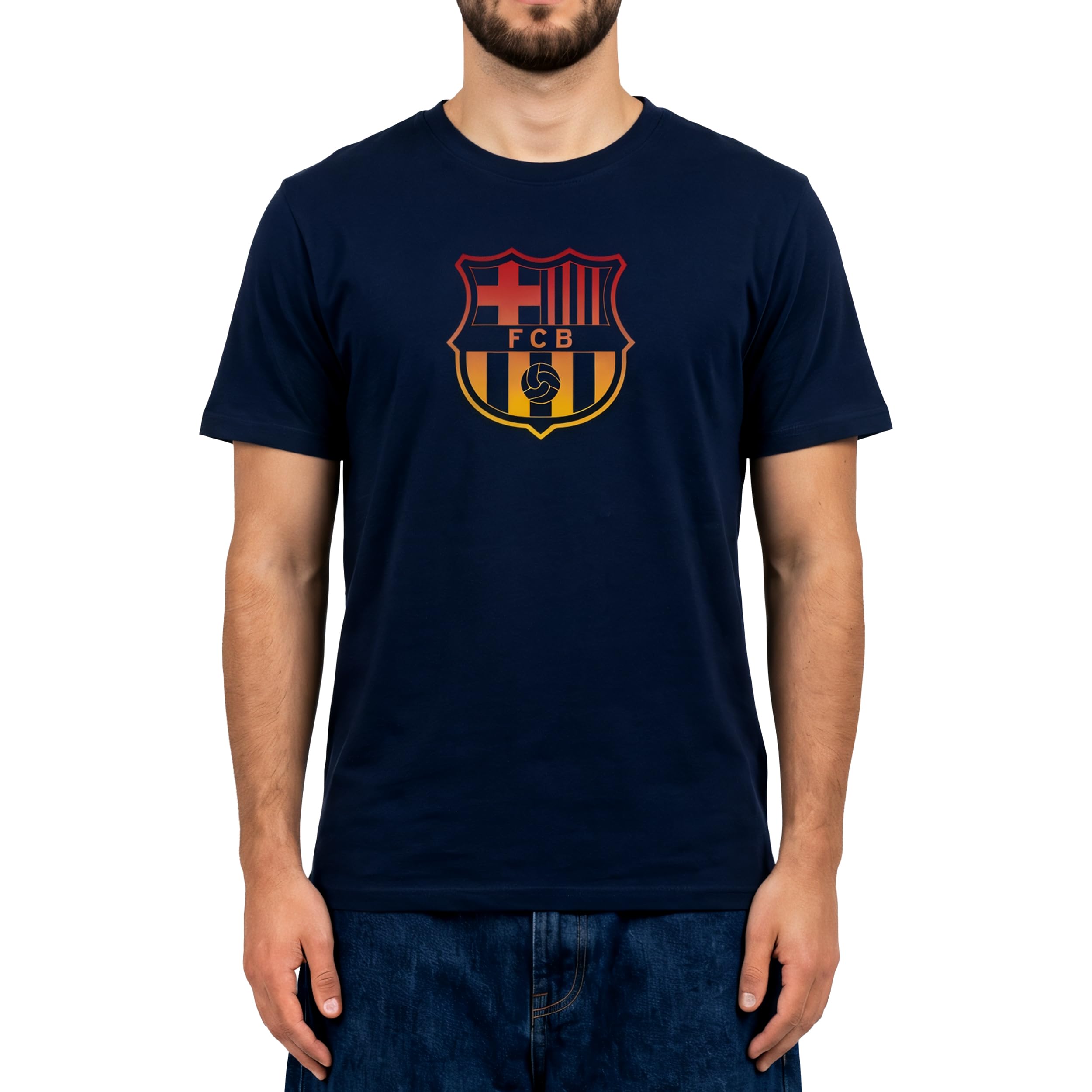 Icon Sports Officially Licensed FC Barcelona Cotton T-Shirt - Unisex Adult - FCB153CT Navy M