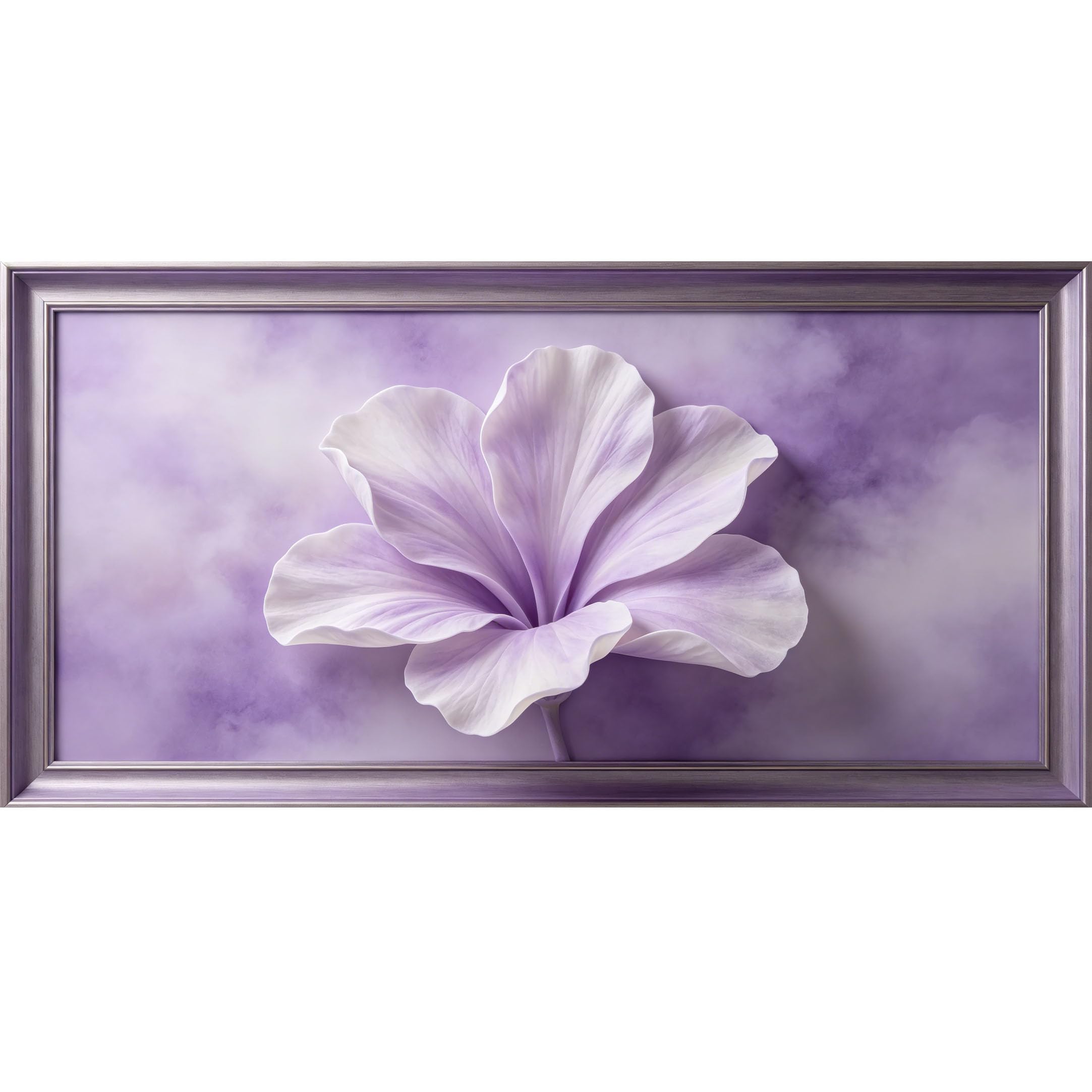 Agglomerix 3D Framed Wall Art Purple Petal Floral Botanical Watercolor Relief Effect Large Size Self-Adhesive Removable Wall Decor Prints Artwork for Living Room Bedroom Office