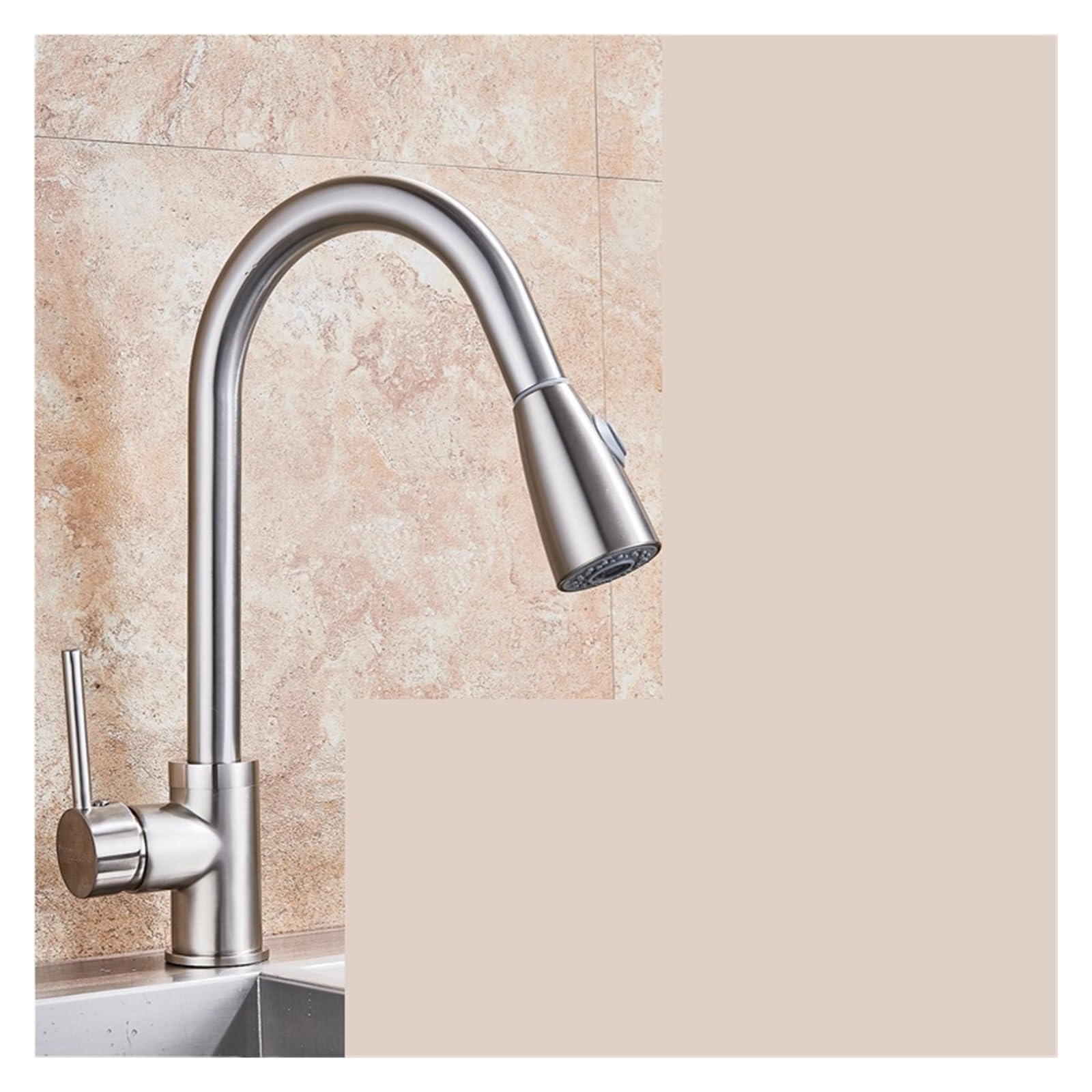 KKXXYQFC Black Pull Out Kitchen Sink Faucet Deck Mounted Stream Sprayer Mixer Tap Bathroom Hot Cold(Brushed Nickle A)