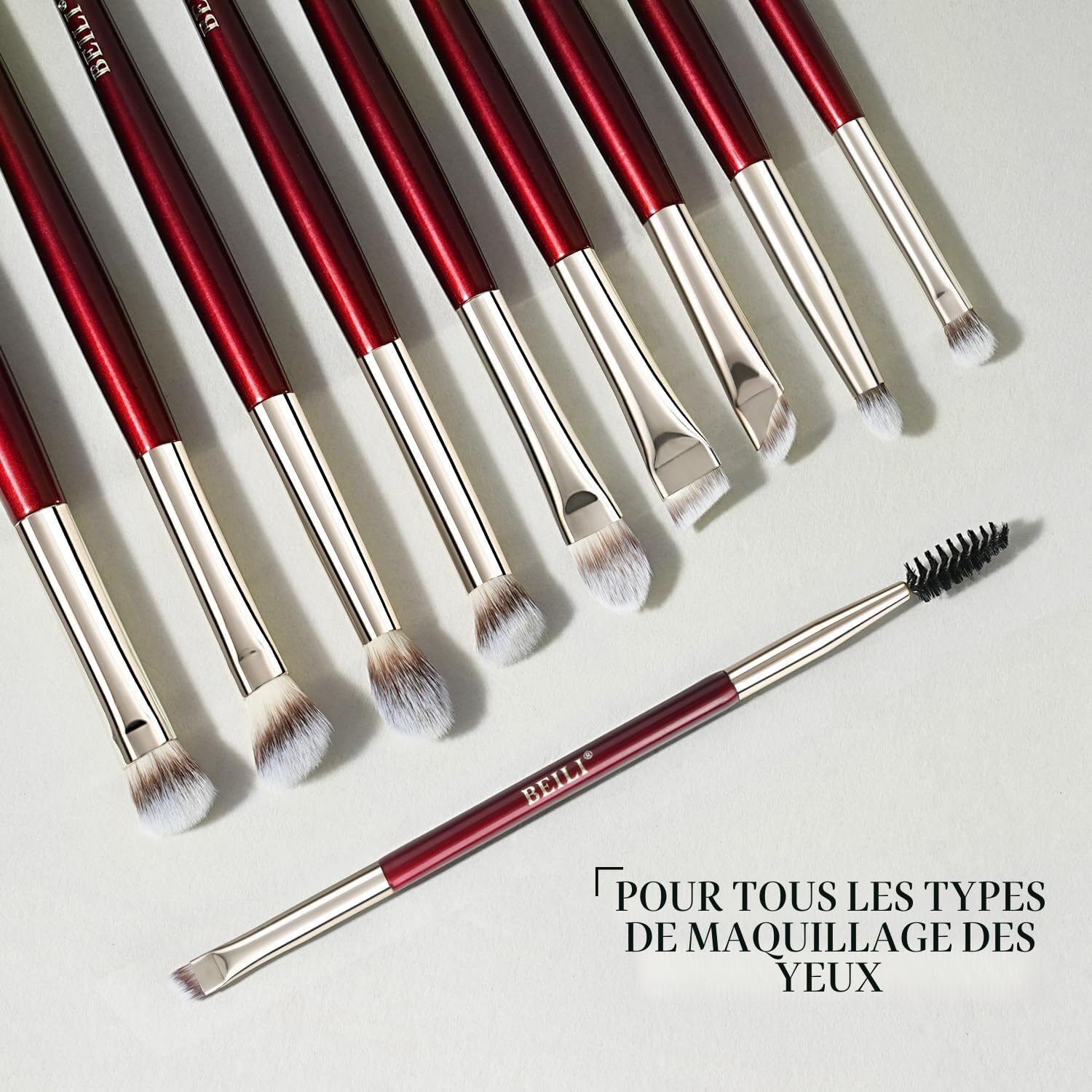 BEILI Pinceaux Maquillages 15 PCS Set Pinceaux Maquillage Brosse Maquillage Pinceau Végétaliens Fond de Teint Poudre Contour Fard Paupières Surbrillance Blush Correcteu Sourcil Liner