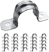 Vista 6 de Paquete de 5 correas de conducto EMT de dos orificios de 1 pulgada, varillas reforzadas, abrazadera de tubo de acero galvanizado resistente