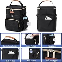 Vista 5 de Bolsa enfriadora de leche materna con bolsa de hielo para 6 biberones de hasta 9 onzas Negro