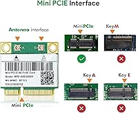 Vista 4 de AX210HMW Tarjeta WiFi, Wi-Fi 6E Tarjeta inalámbrica para portátil Mini interfaz PCIE, módulo inalámbrico de tres bandas para portátil, adaptador