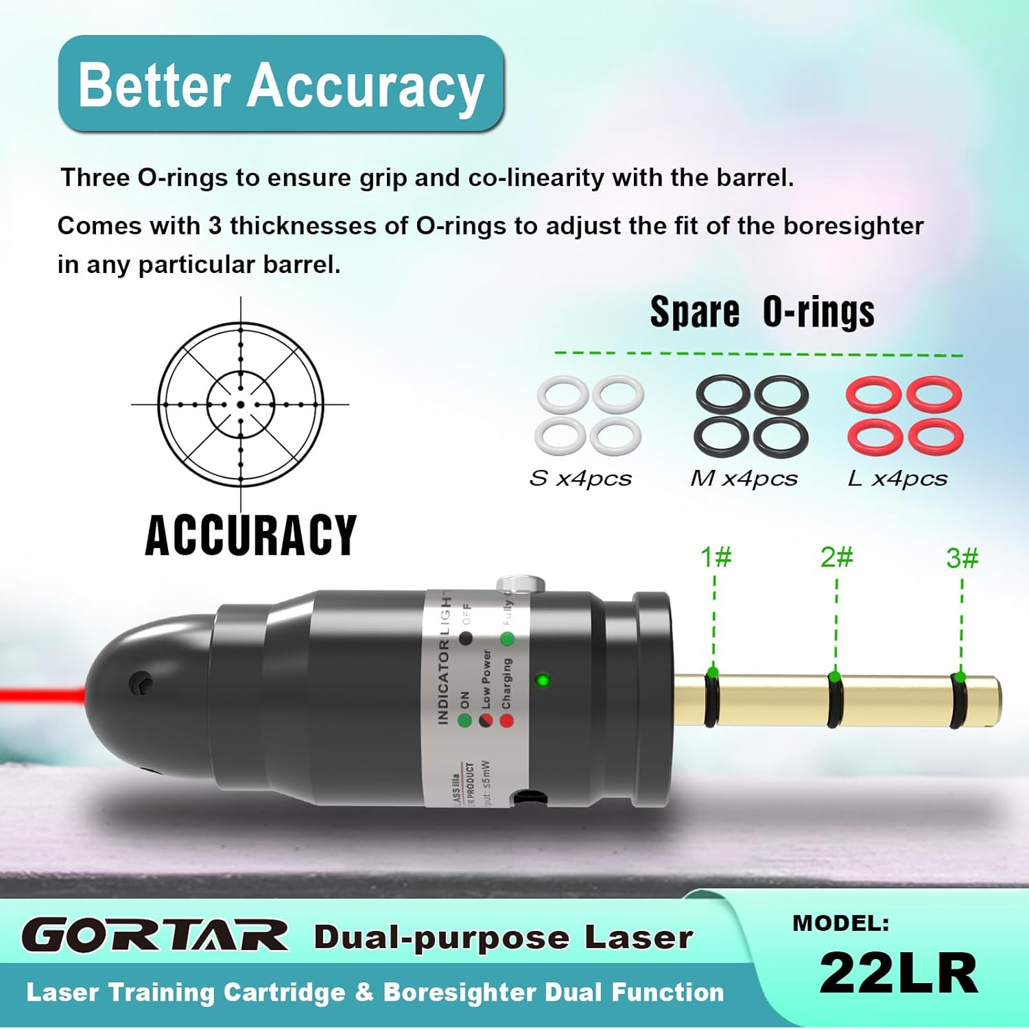Laser Training Cartridge & Boresighter Dual Function for Cal 9MM/22LR/17HMR to Dry Fire Practice and Bore Sighting