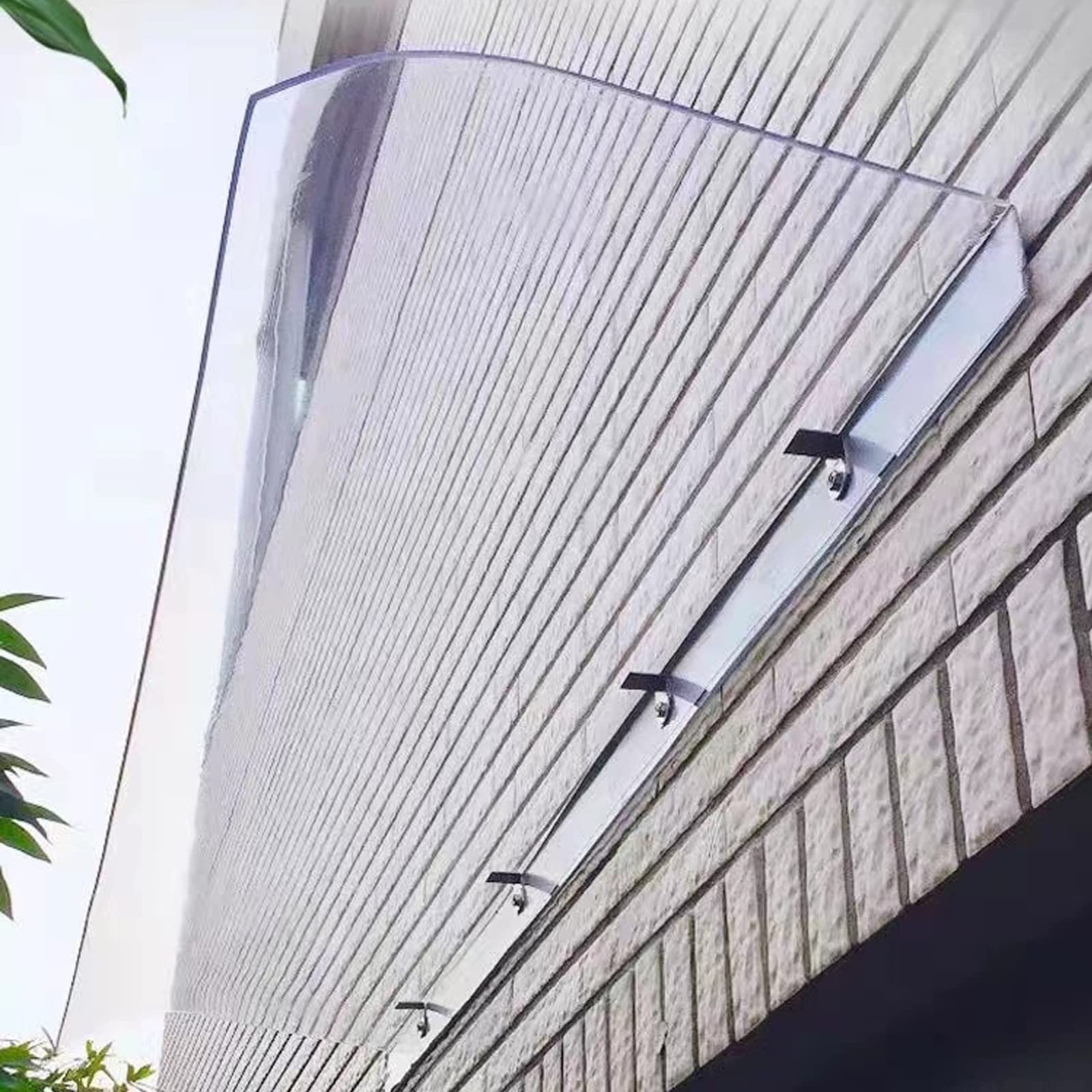 Toldo curvado de policarbonato para puerta de entrada, protección UV, cubierta de techo transparente para el hogar, jardín, entrada (4 pies)