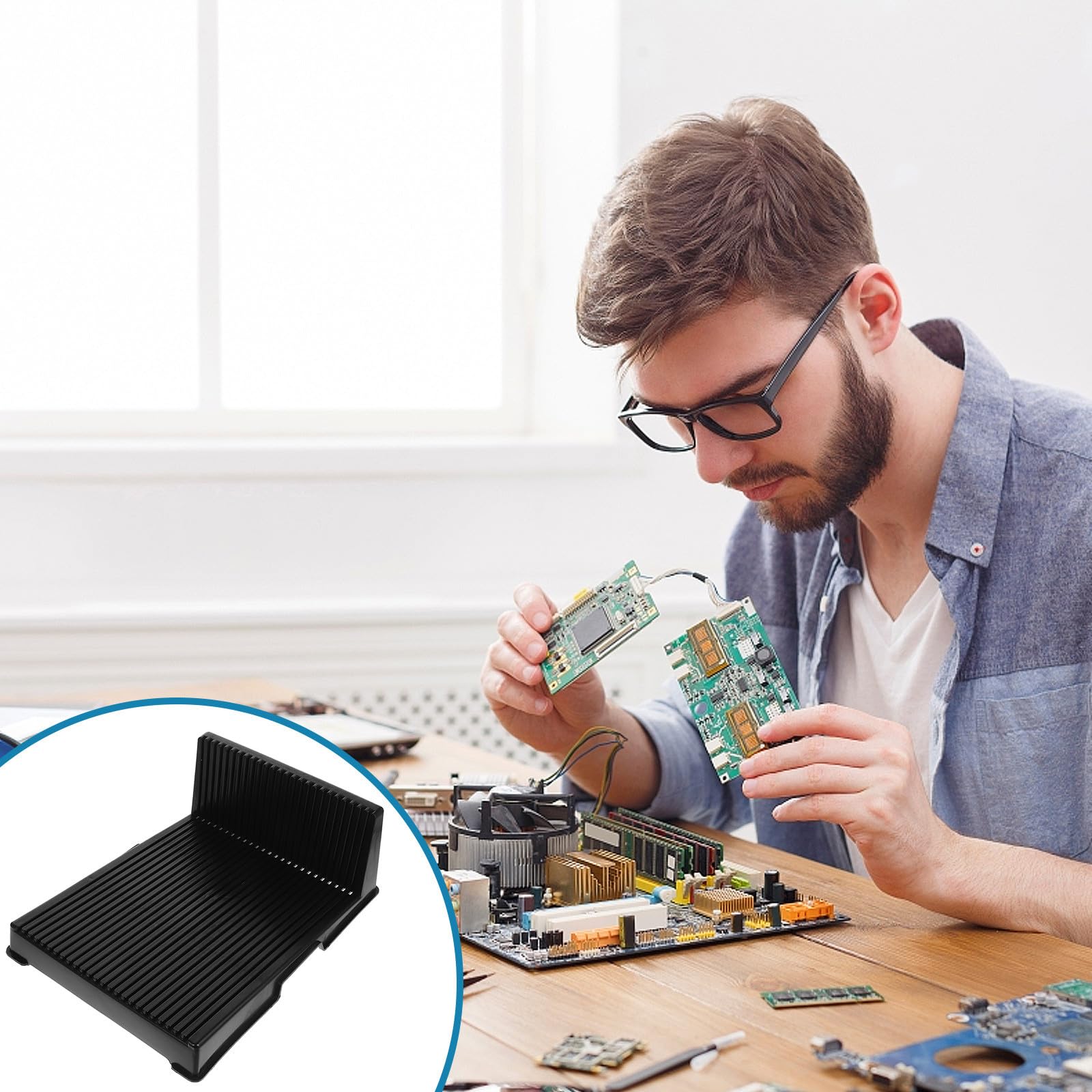Ciieeo Supporto Pcb l Antistatico 25 Slot per Schede di Circuito Stampato, Staffa di Archiviazione Stabile per Display Pcb Industriale e Sicurezza Esd