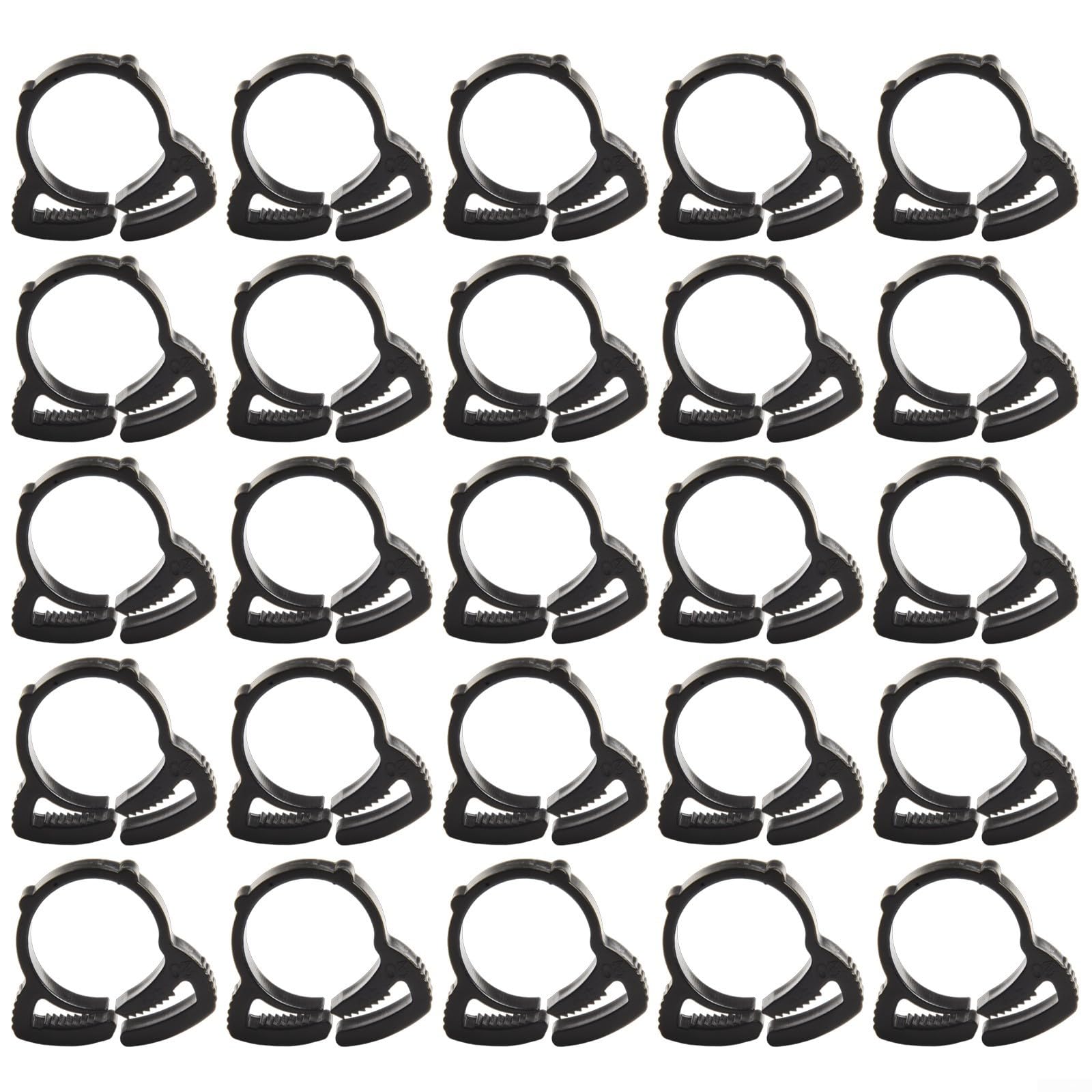 20 Pack Ratchet Hose Clamp for 16mm and 20mm Garden Hose Fitting, Black Nylon Snap Fit Irrigation Pipe Clip with Secure Grip for Drip Watering System Parts(φ20mm)