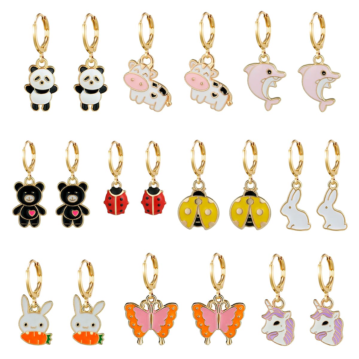 Girls Hypoallergenic Huggie Hoop Earrings with Charm Cute Small Dangle Hoop Earrings Set (10-20 Pairs)
