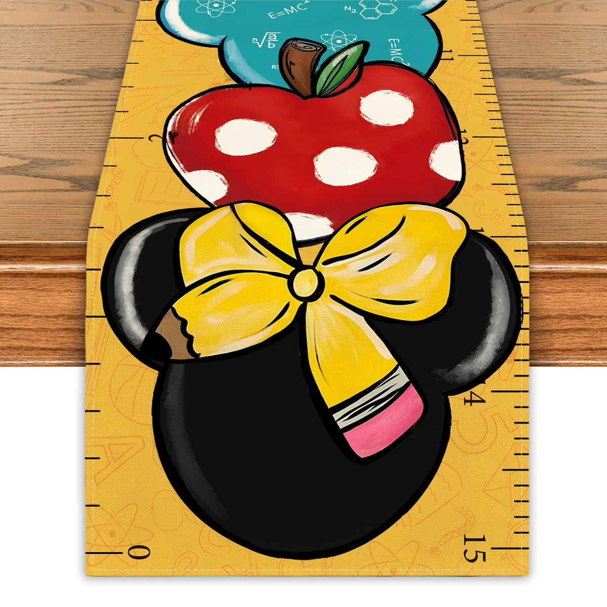 Back to School Table Runner First Day of School Table Cover Apple Bus Pencil Ruler Classroom Decor Welcome Back to School Decorations for School