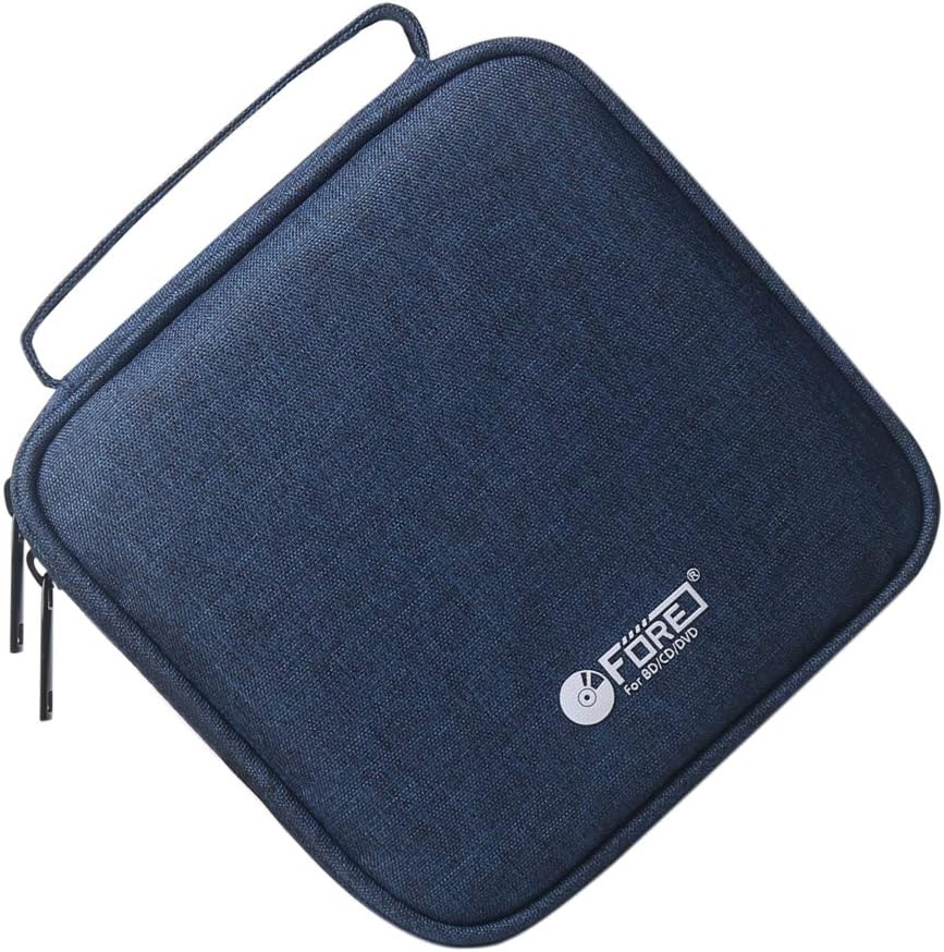 FORE Legend Denim CD/DVD/Blu-Ray Disc 128pcs Wallet Case for CD/DVD Carrying Storage 128 Capacity Made of Denim Color Blue