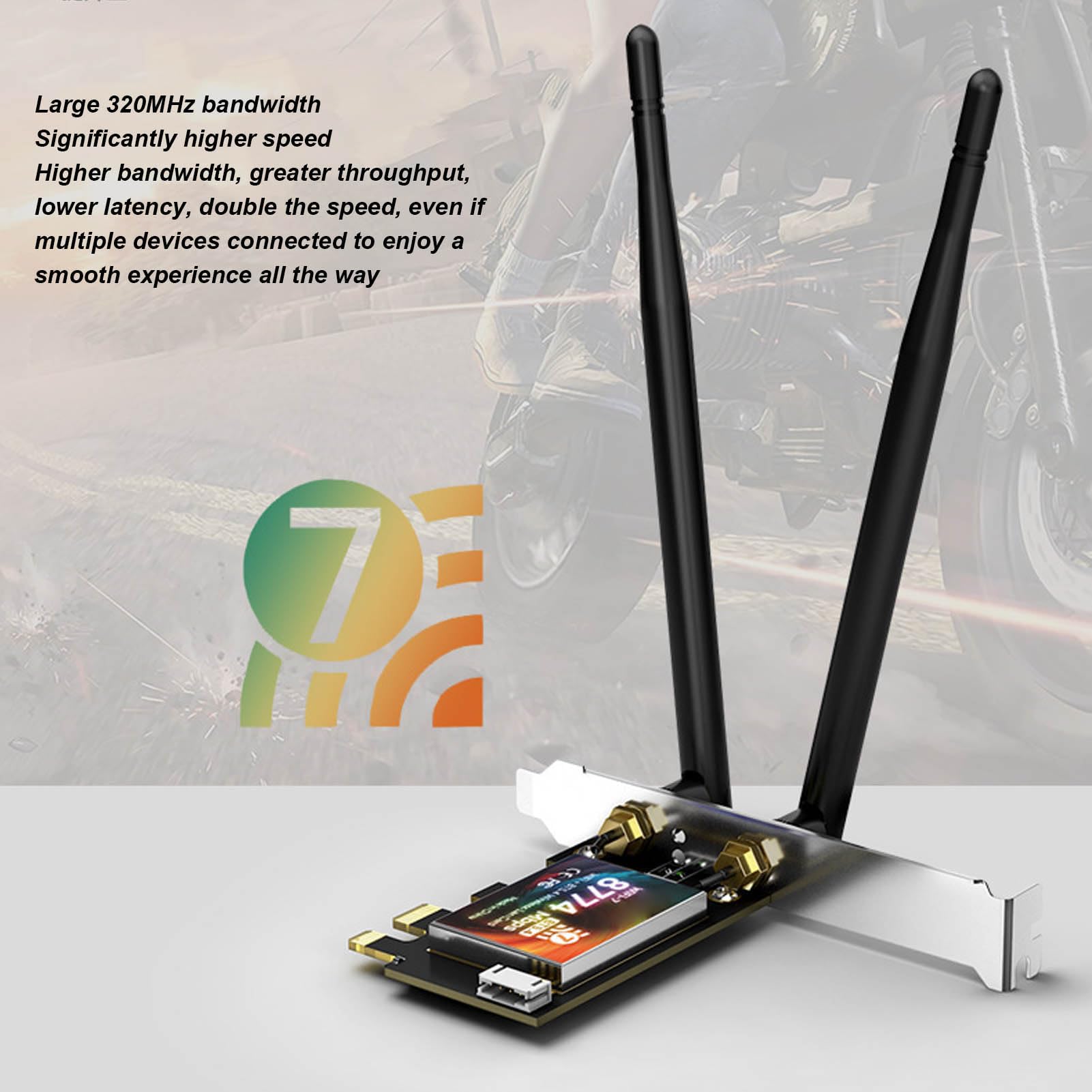 GOWENIC Netzwerkkarte, WiFi 7 8774 Mbit/s PCIe Bluetooth 5.4 mit Tri-Band, MU-MIMO, 64-Bit