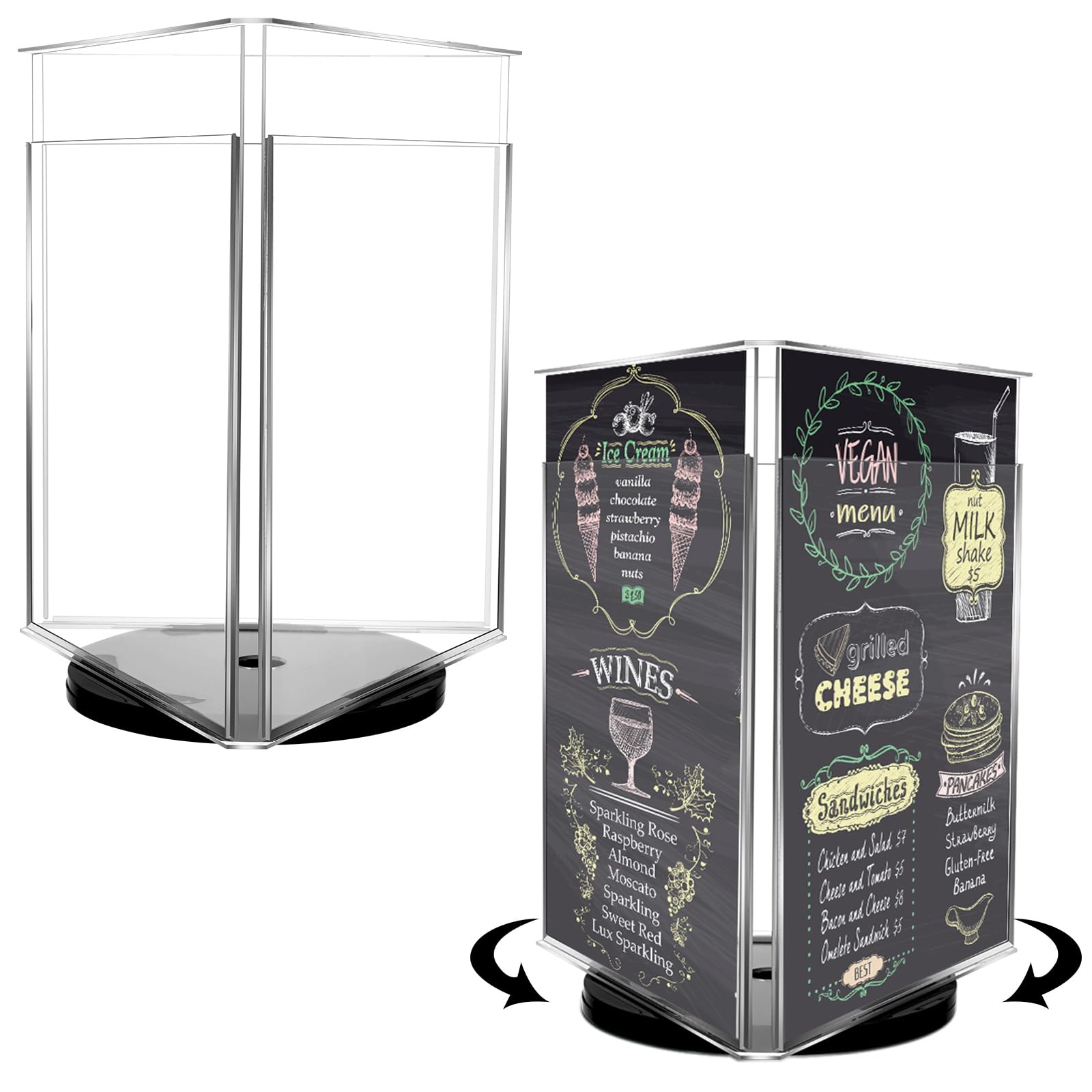 RattanView 2 Pcs 3 Sided Rotating Sign Holder 