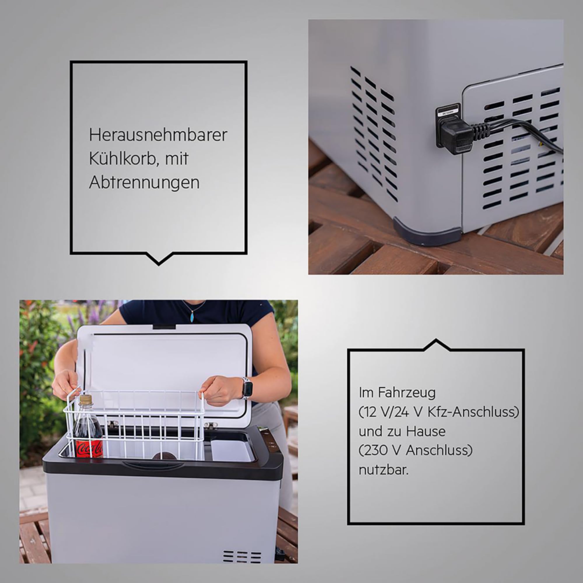 AEG Automotive Kompressor Kühlbox KK 30, Mobile Kühlbox für das Auto, konfigurierbare Temperaturen von +20 °C bis -20 °C Grad,Gefrierfach und Kühlbereich, inkl.Zwei Tragegriffen, 30L Fassungsvermögen
