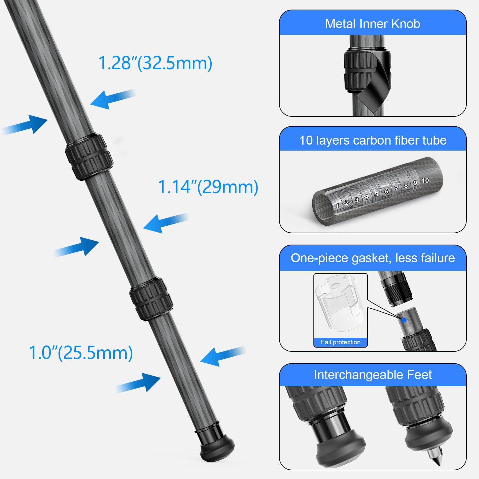 WEYLLAN HU323K Trépied en Fibre de Carbone pour la Chasse, avec 52mm Rotule, 80mm MLOK Arca Rail, Plaque Arca QR, Arca to Picatinny Adapter, pour la Chasse et Le Tir, Charge Maximale 25 kg