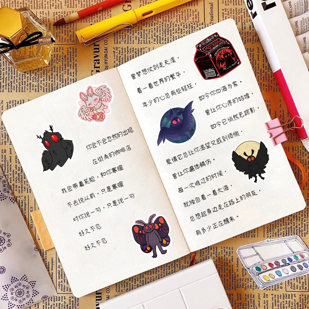 63 adesivi Mothman Cryptid, adesivi impermeabili per casco e telefono portatile, per bambini, adolescenti, adulti, per compleanni, feste di Halloween, decorazioni, bomboniere