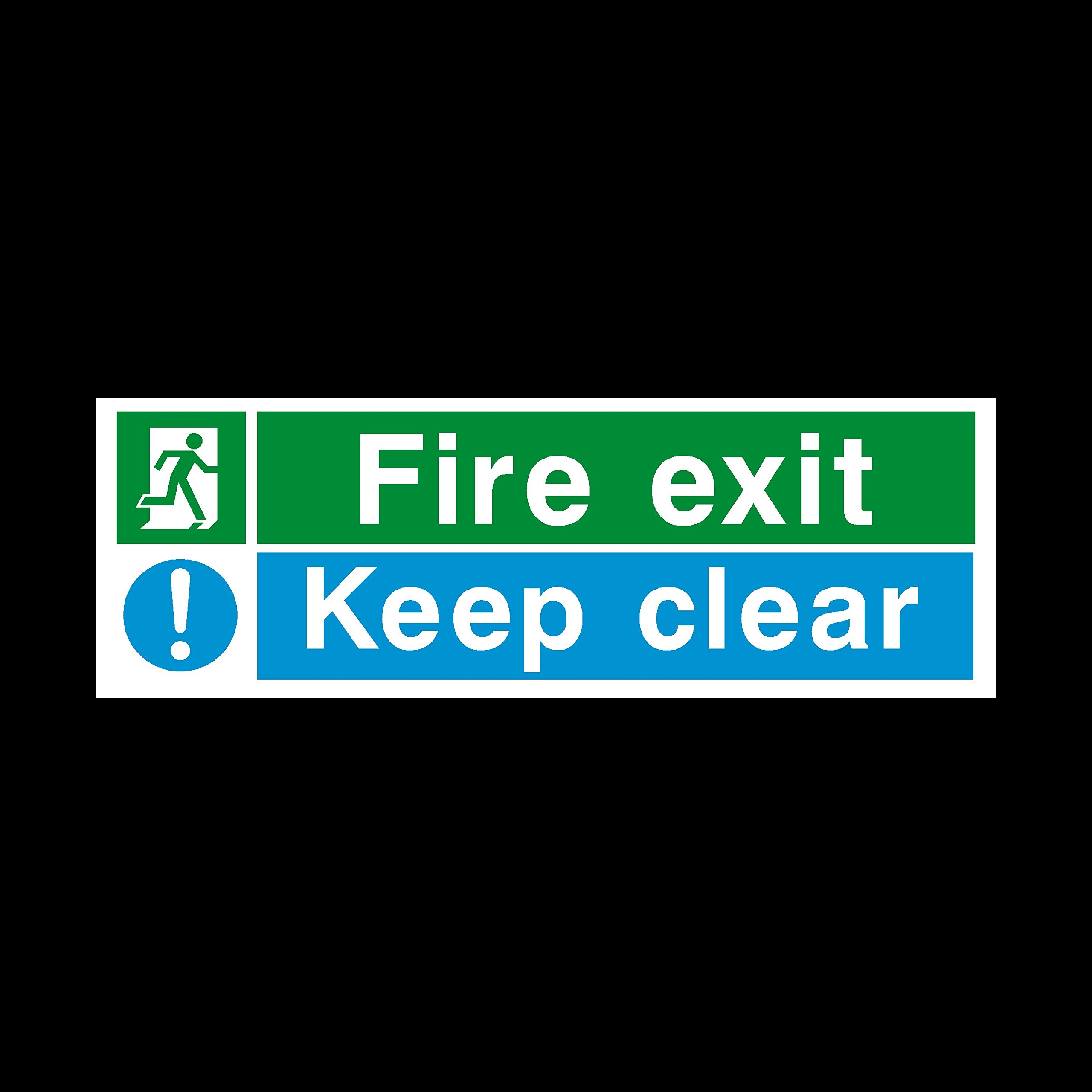 USSP&SFire Exit Keep Clear 300x100mm Sticker/Self Adhesive Sign - Fire/Emergency/Exit/Alarm/Push/Extinguisher/Assembly (EE15)