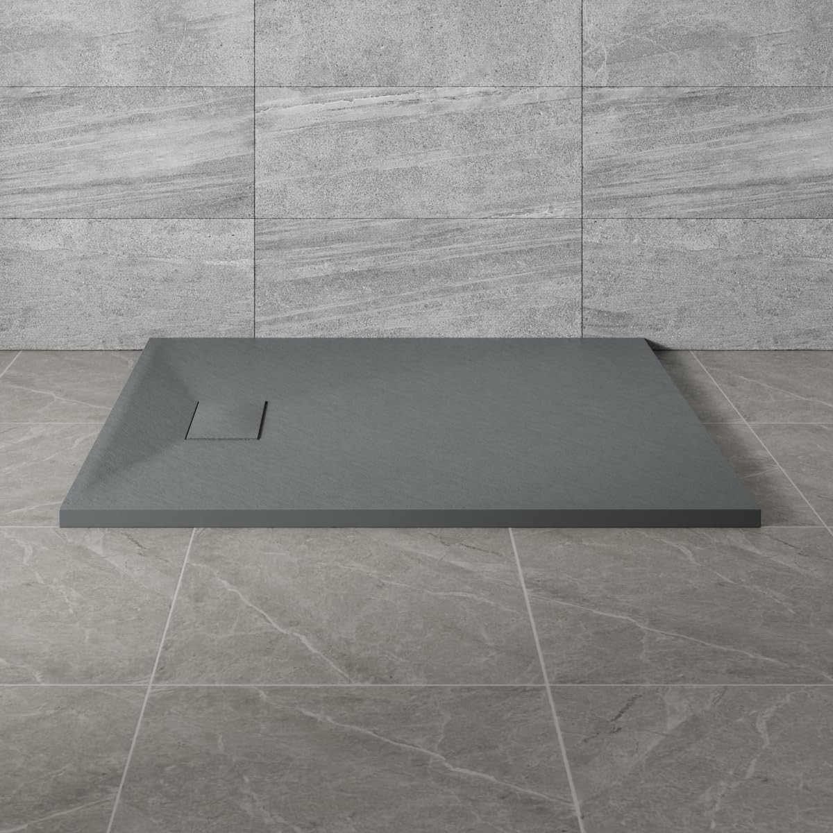 NRG 1000x900mm Anthracite SMC Rectangle Shower Tray Slip-Resistance Bathroom Shower Enclosure Base Tray