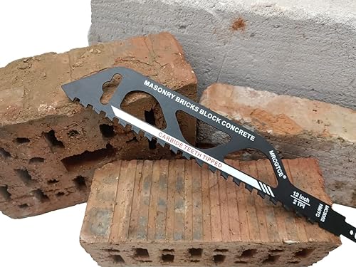 Miniatura 4 de Hoja de sierra recíproca de mampostería de 12 pulgadas, 2 TPI hoja de sierra de corte de ladrillo con punta de carburo de tungsteno, hoja de sierra