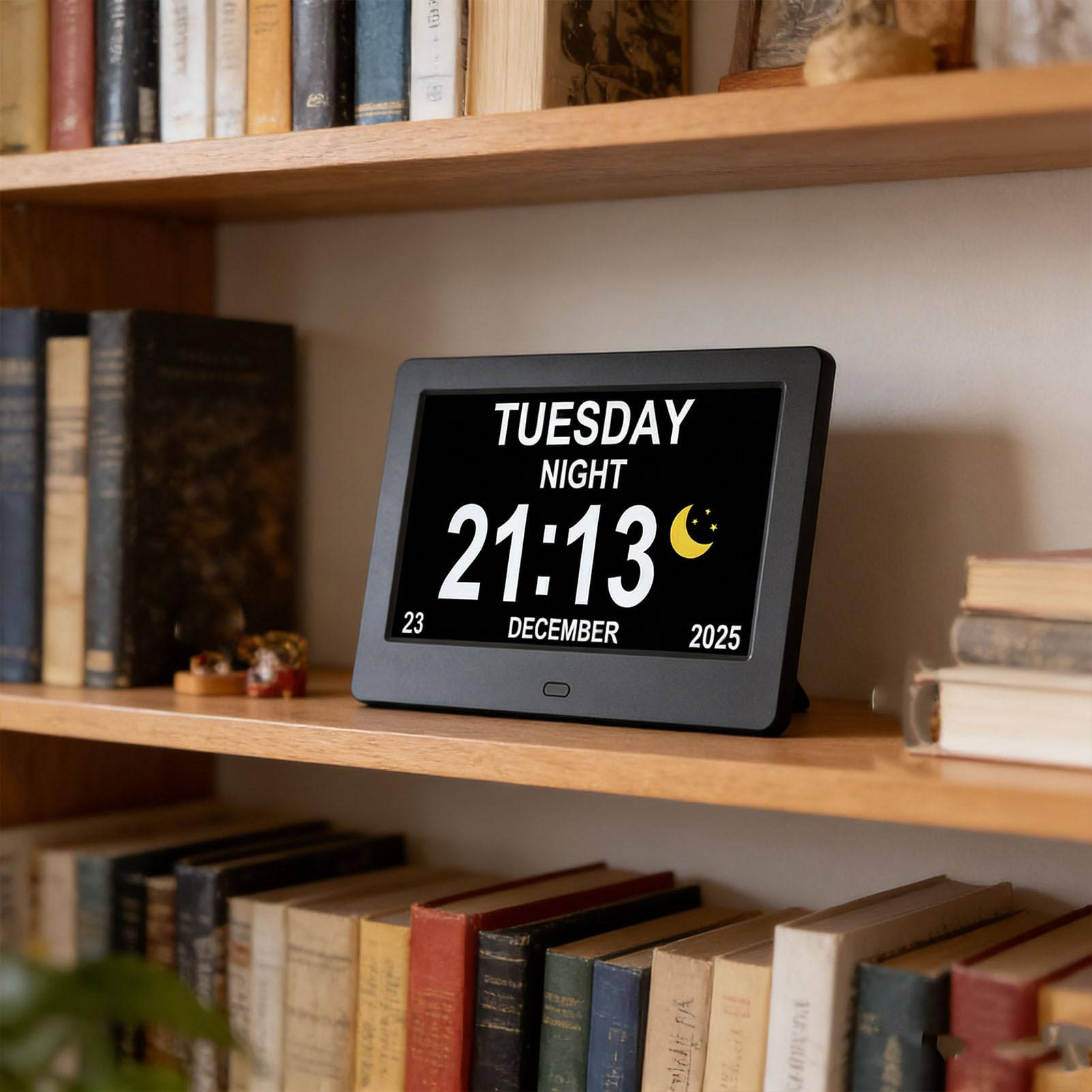 Reloj Calendario Digital Multifuncional de 7 "con Pantalla Clara para una Fácil Lectura Configuración del Despertador para Todos los Usuarios Ideal para Uso en el Hogar y la Oficina Negro