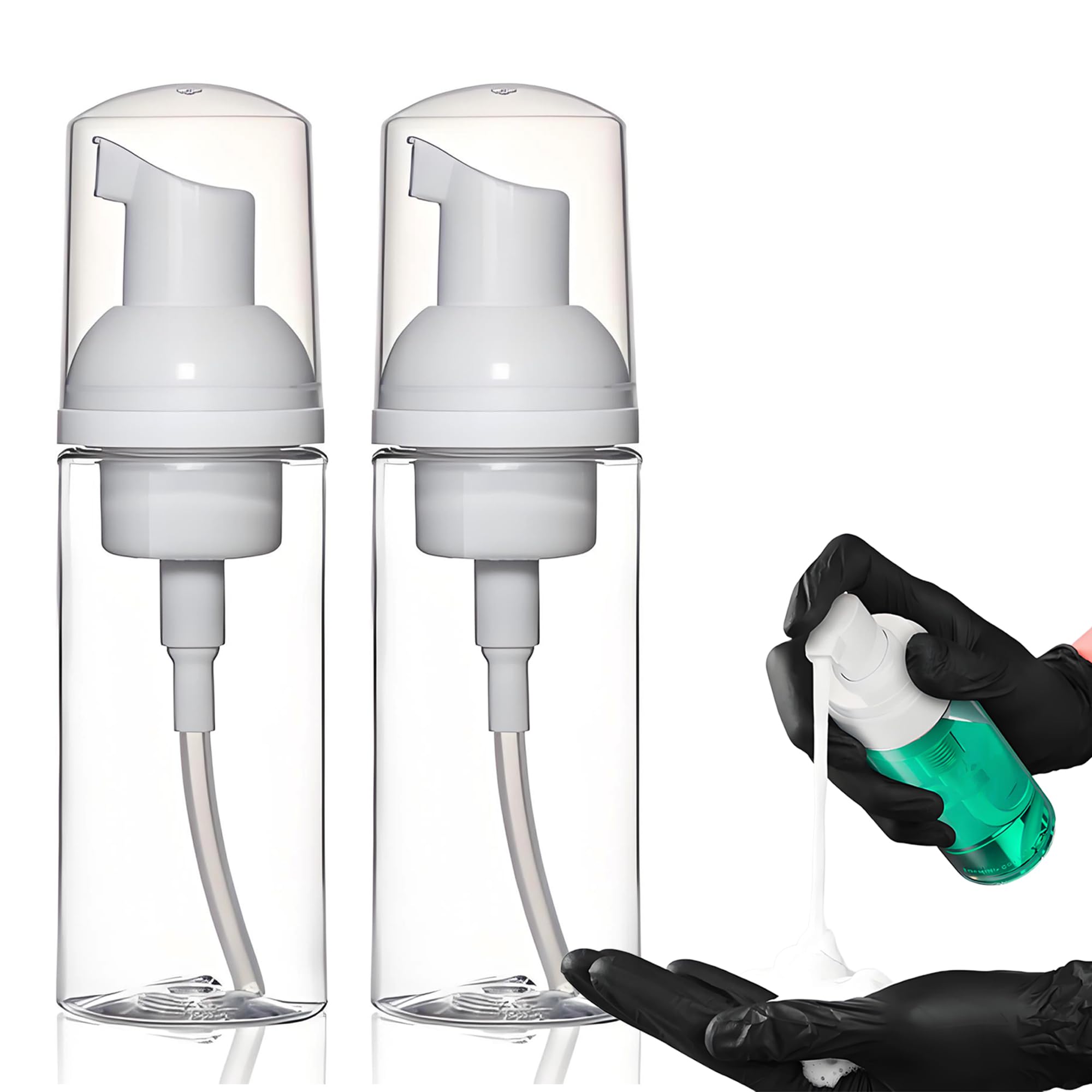 7oz Foaming Dispenser Bottle 2Pcs Transparent Empty Spray Pump Bottles Leak-Resistant Travel Portable Foam Bottle Hand Soap Shampoo Travel Size Mousse