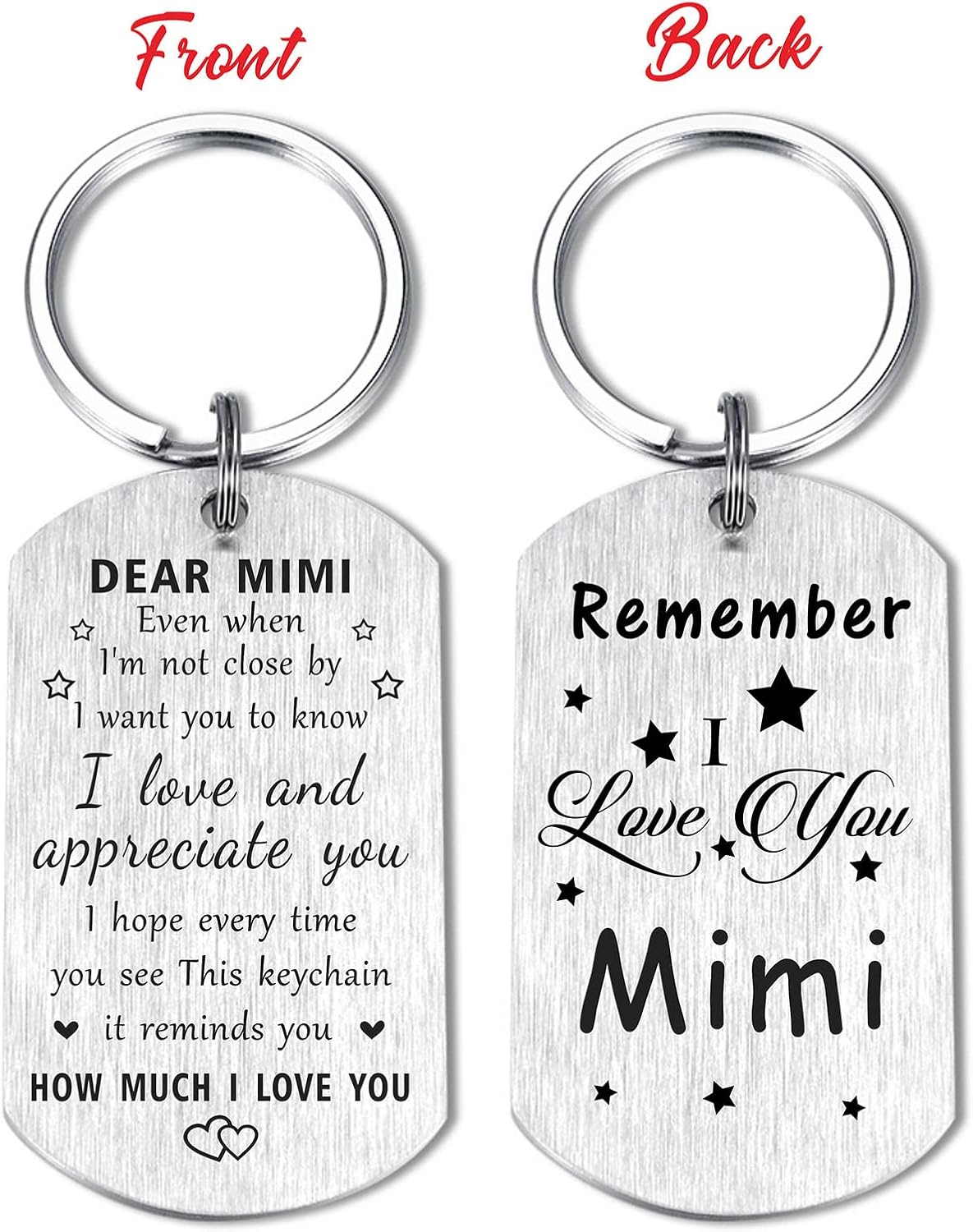 Resdink Mimi Valentines Day Gifts for Women- Remember I Love You Mimi Birthday Mothers Day Keychain for Appreciation Retirement Decorations Long Distance Present - Image 2